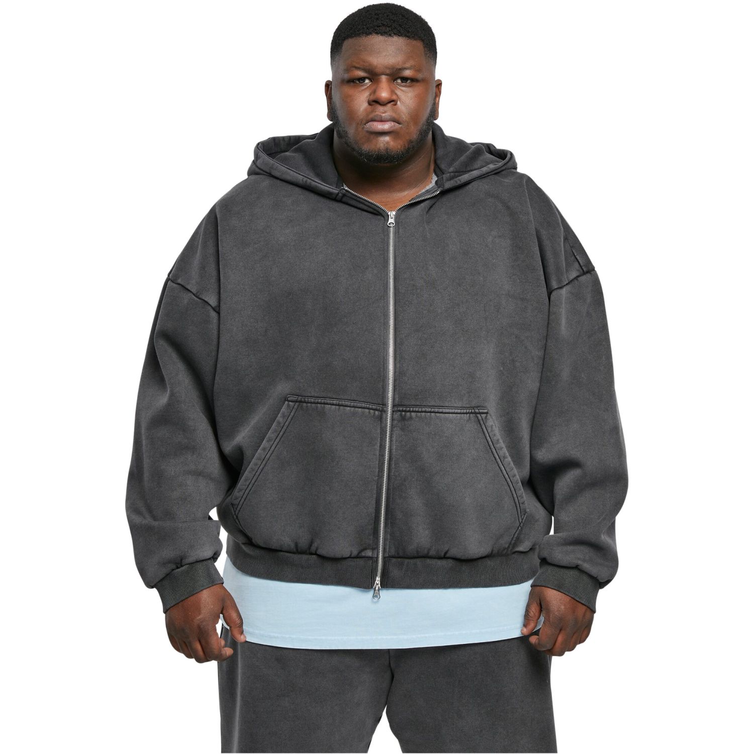 Urban Classics - Heavy Stone Washed Zip Hoody black