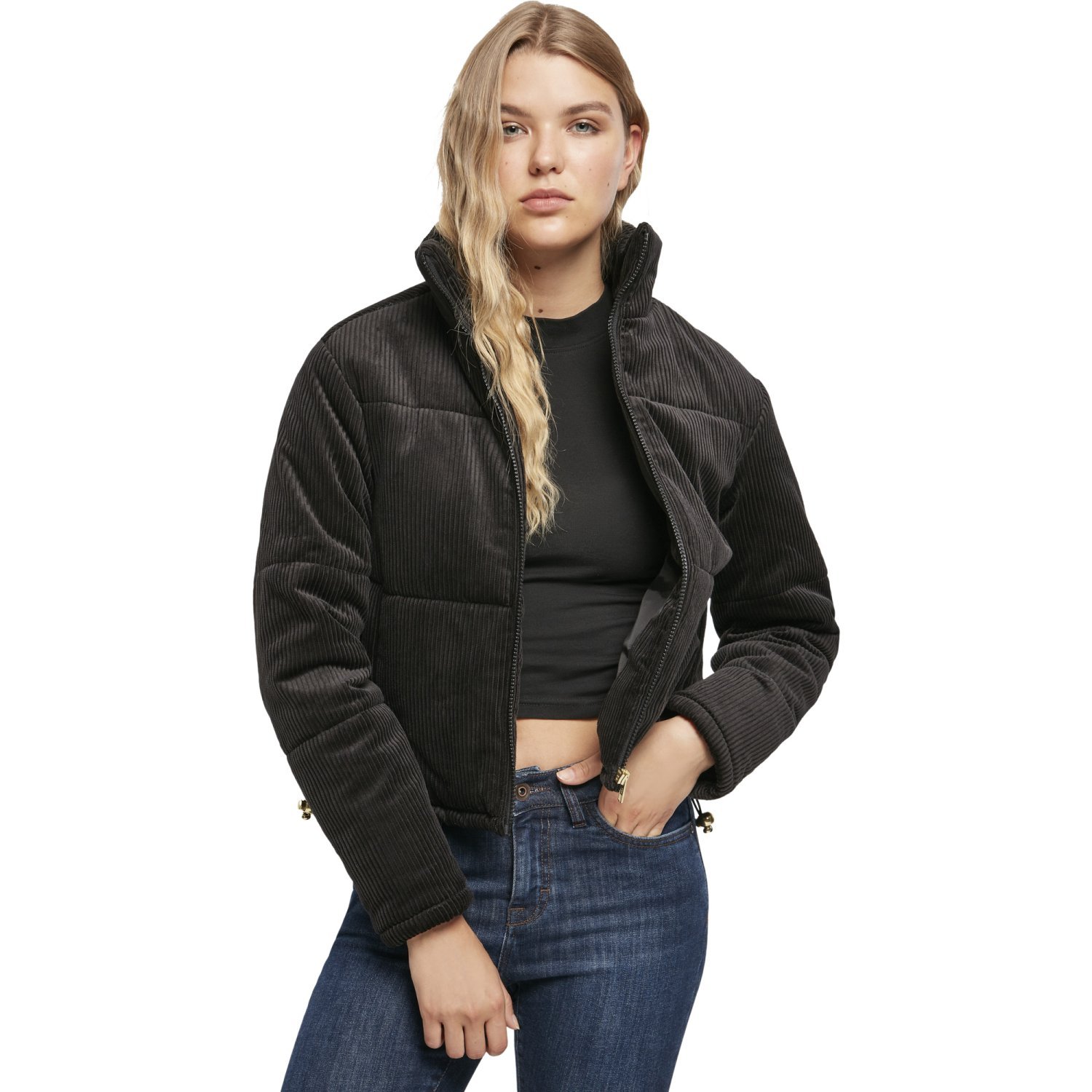 Urban Classics Ladies - Corduroy Puffer Jacket black