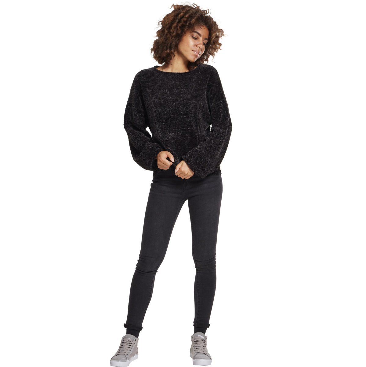 Urban Classics Ladies - Oversize Chenille Sweater noir