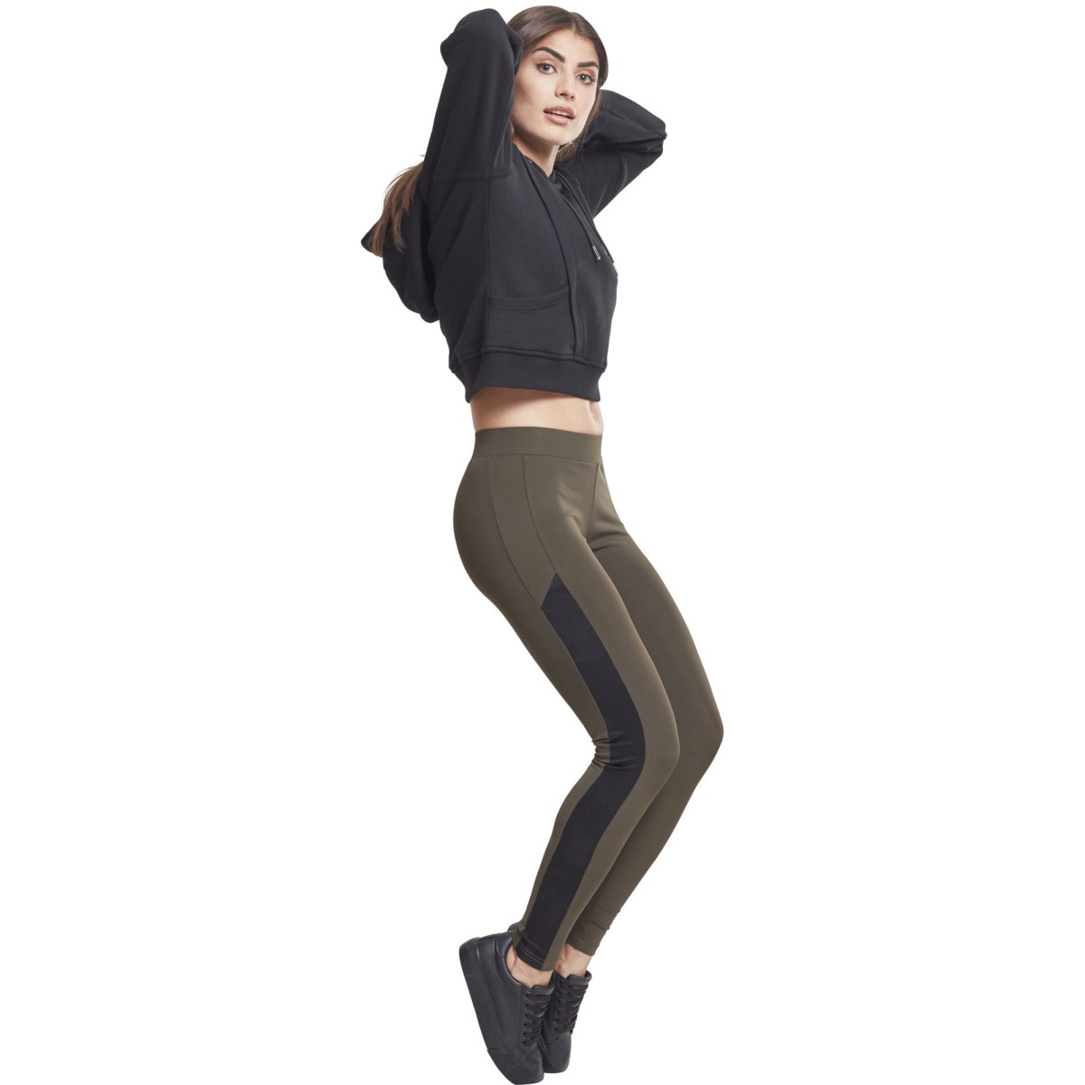 Urban Classics Ladies - Jacquard Camo Striped Leggings olive