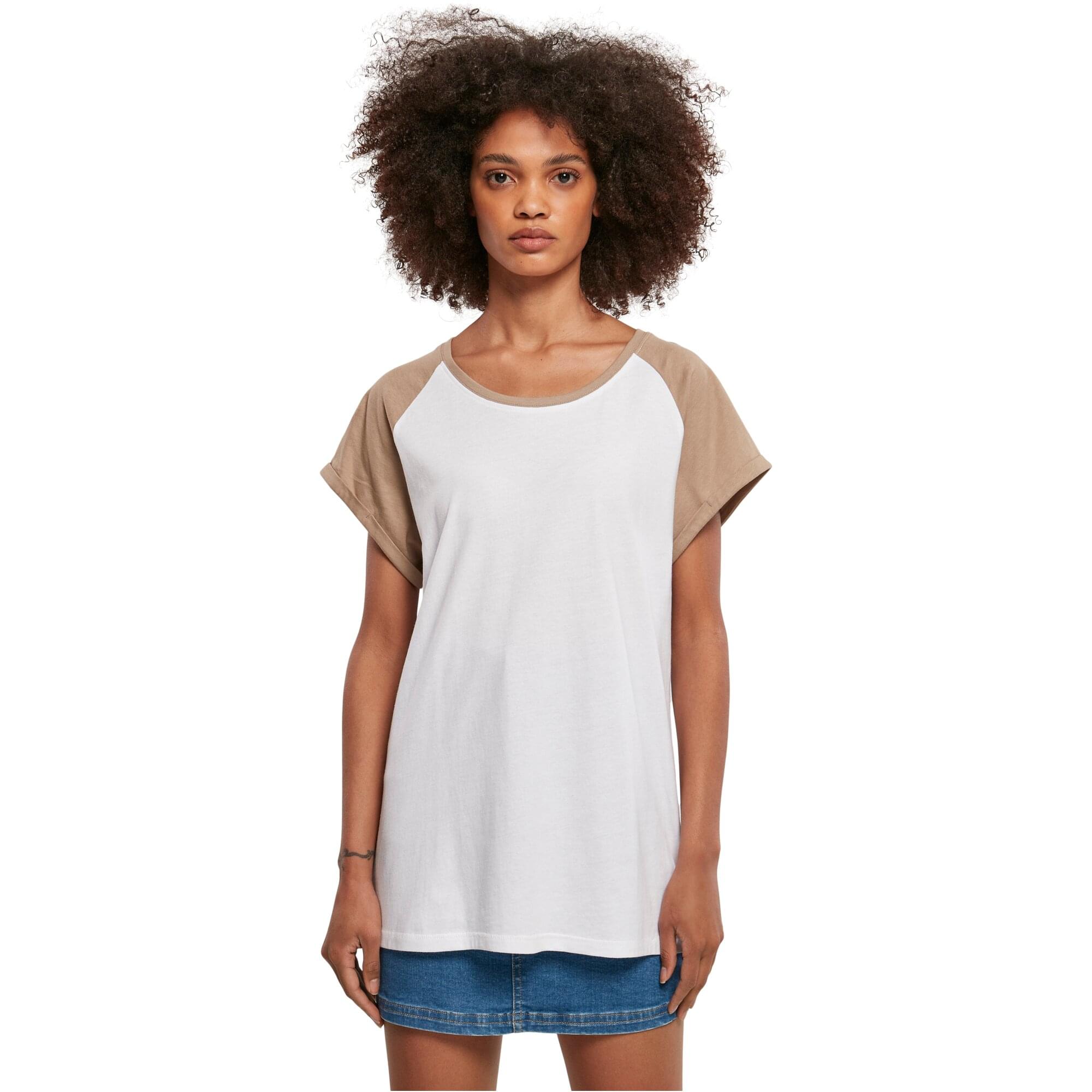 Urban Classics Ladies - RAGLAN Contrast Top blanc / taupe