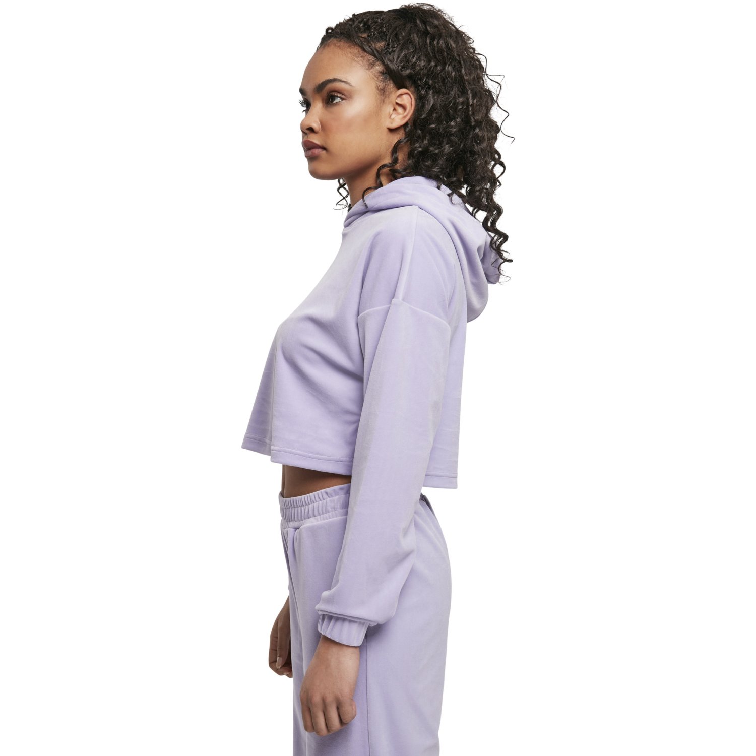 Urban Classics Ladies - VELVET Short Oversized Hoody lavende