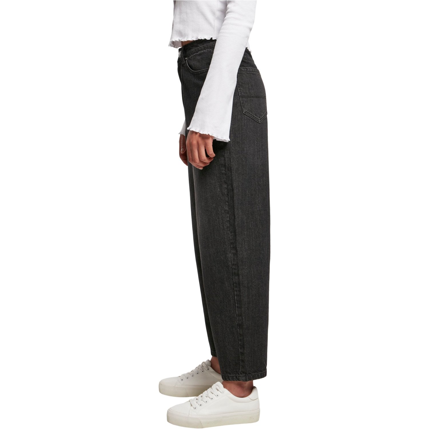 Urban Classics Ladies - Wide Leg Cropped Denim Jeans noir