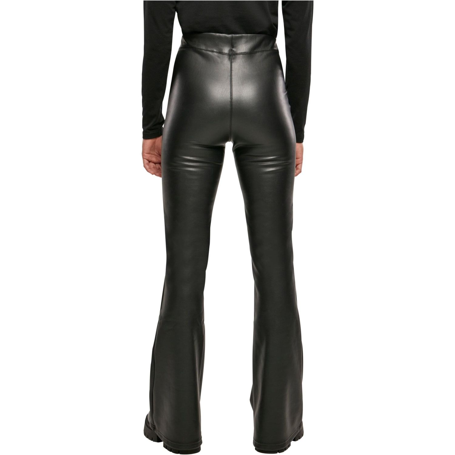 Urban Classics Ladies - Flared Faux Leather Pants black