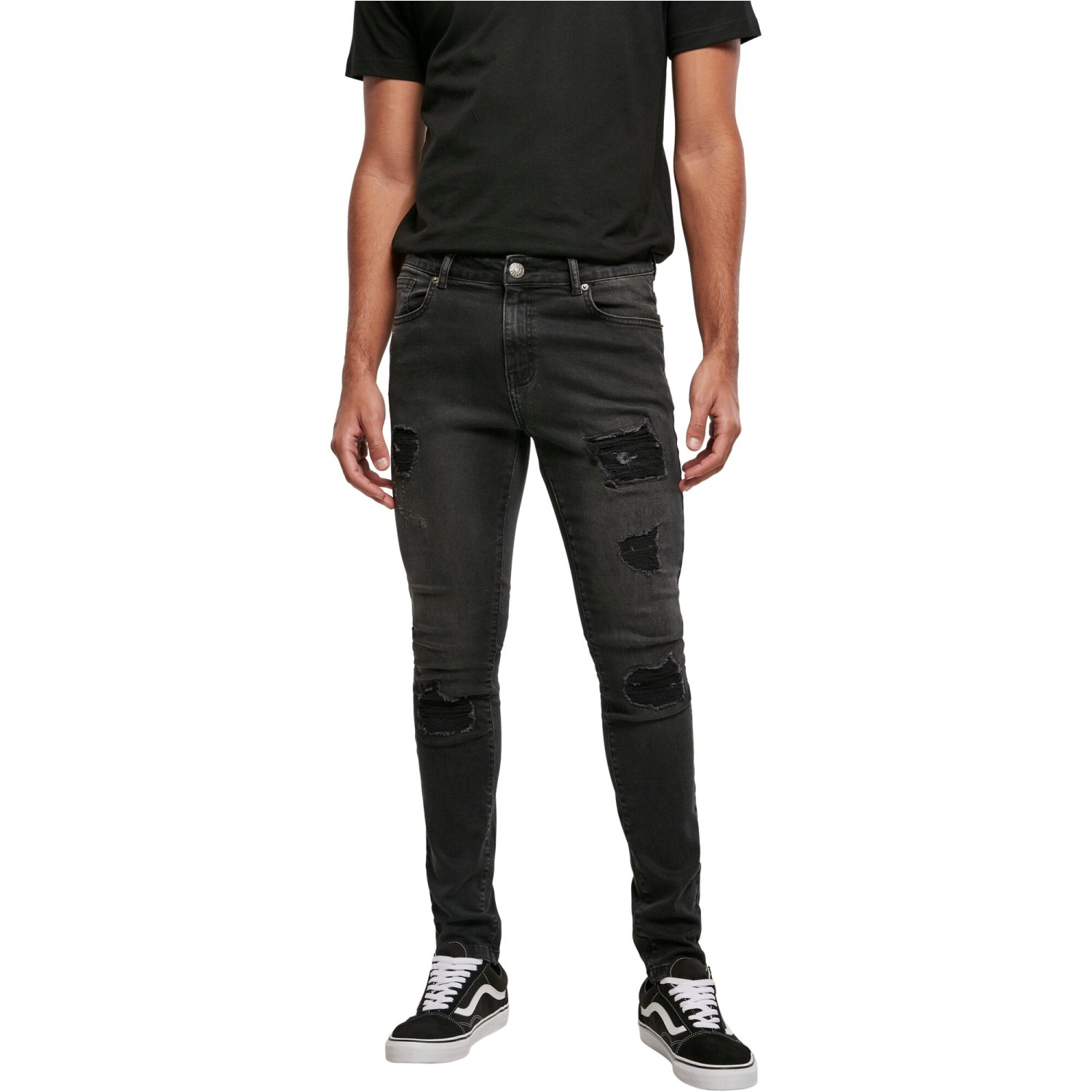 Urban Classics - Heavy Destroyed Slim Fit Jeans black