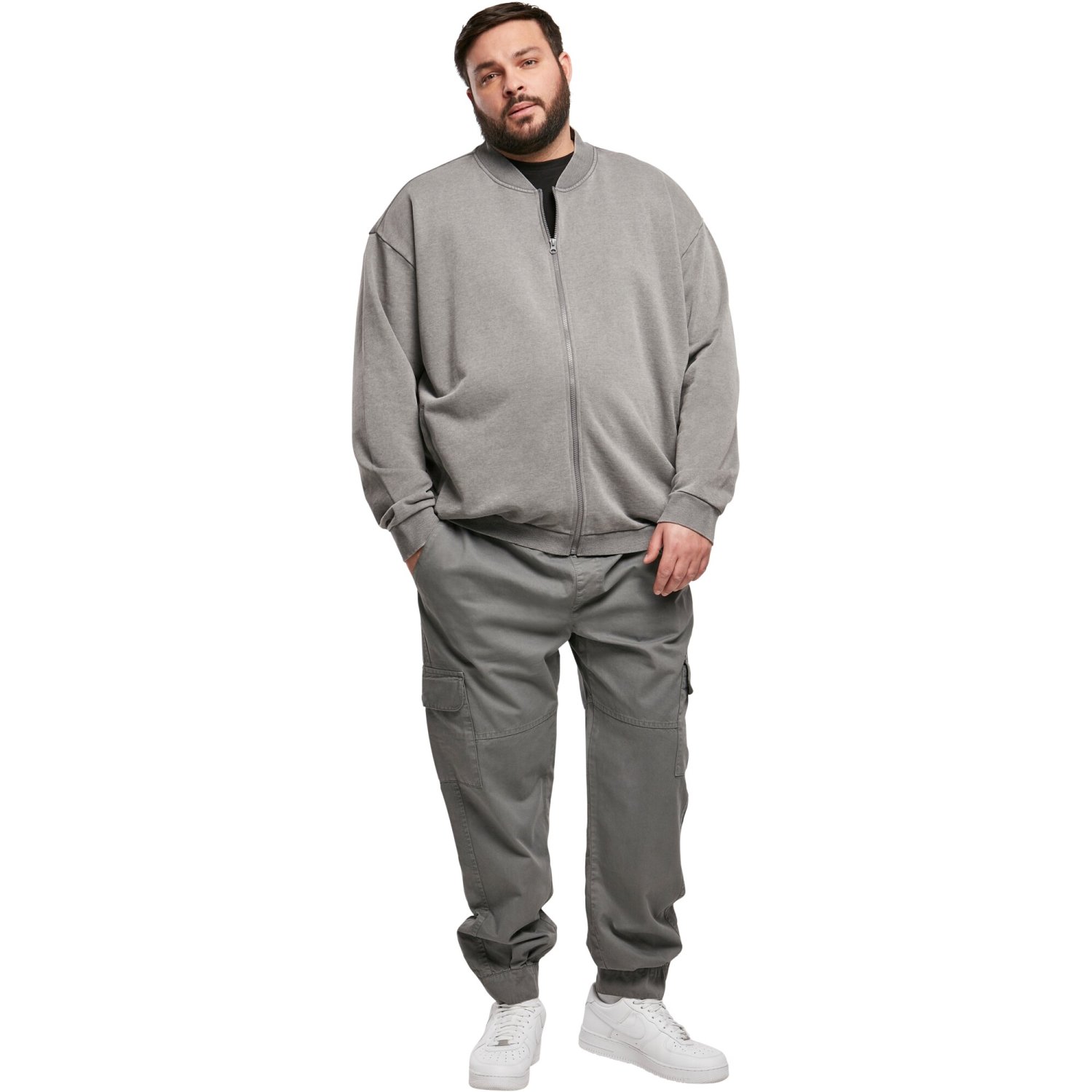 Urban Classics - Washed Sweat Bomber Verste charcoal