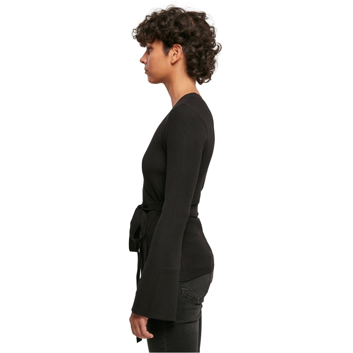 Urban Classics Ladies - Rib Knit Wrapped Cardigan noir