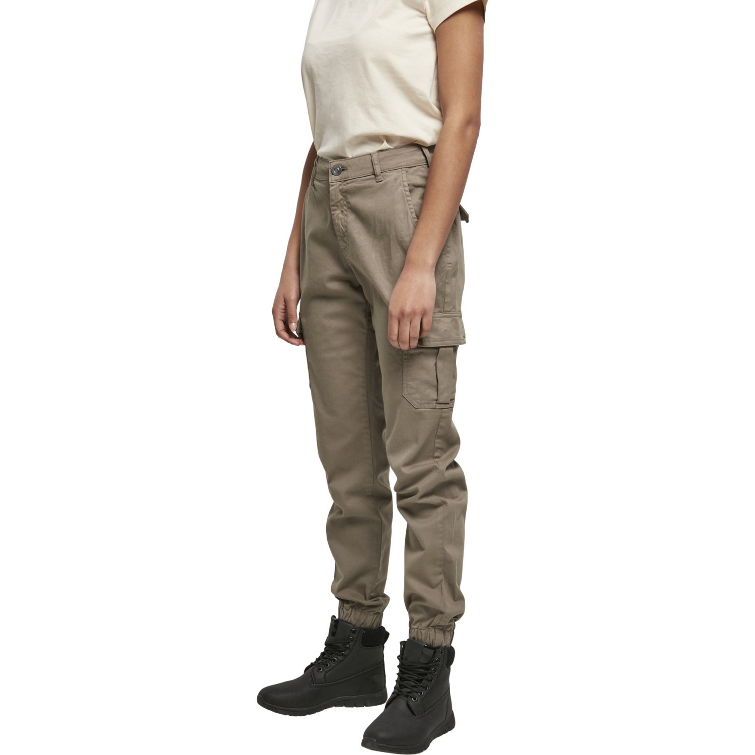 Urban Classics Ladies - High Waist Stretch Cargo Pants taupe