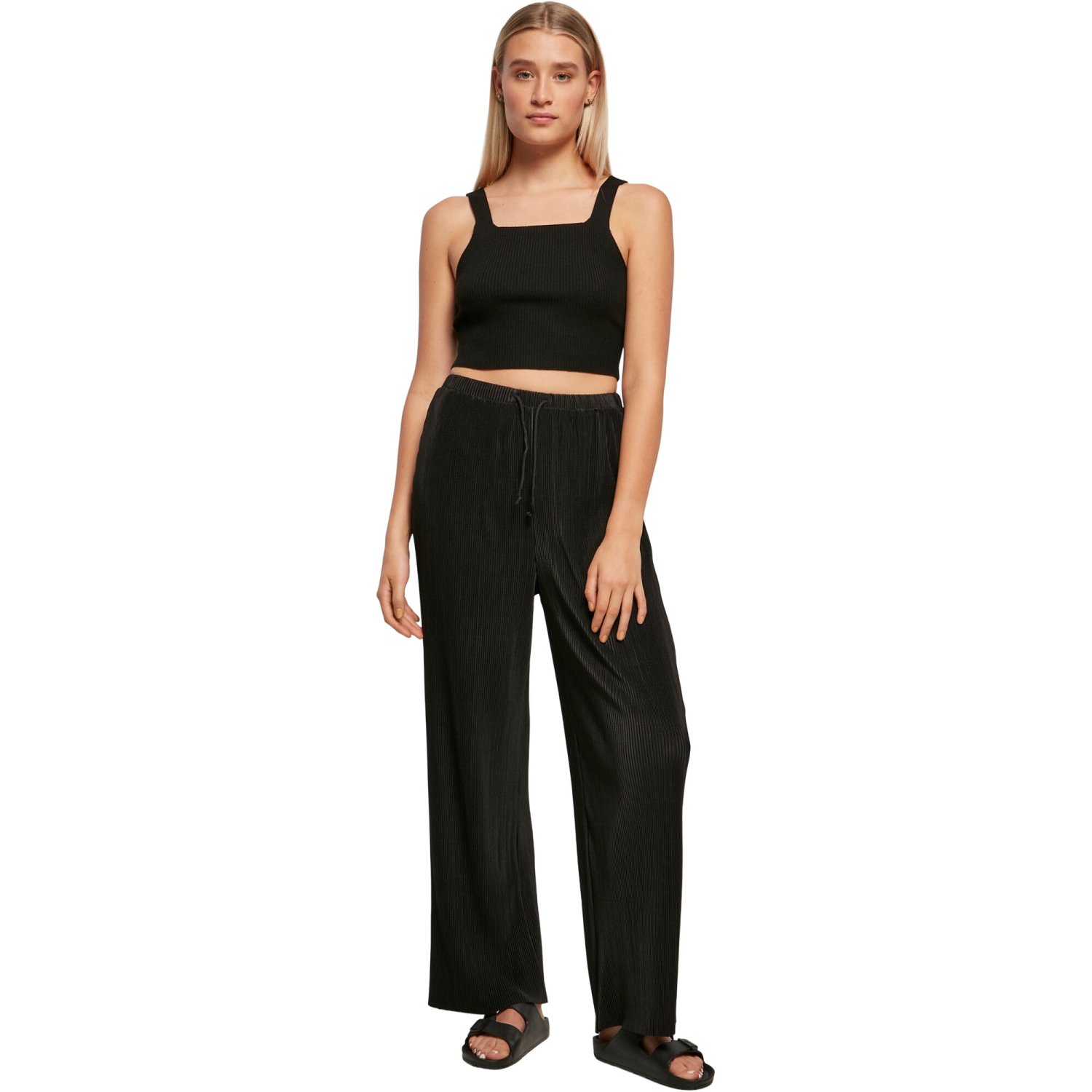 Urban Classics Ladies - Plisse Pantalon noir