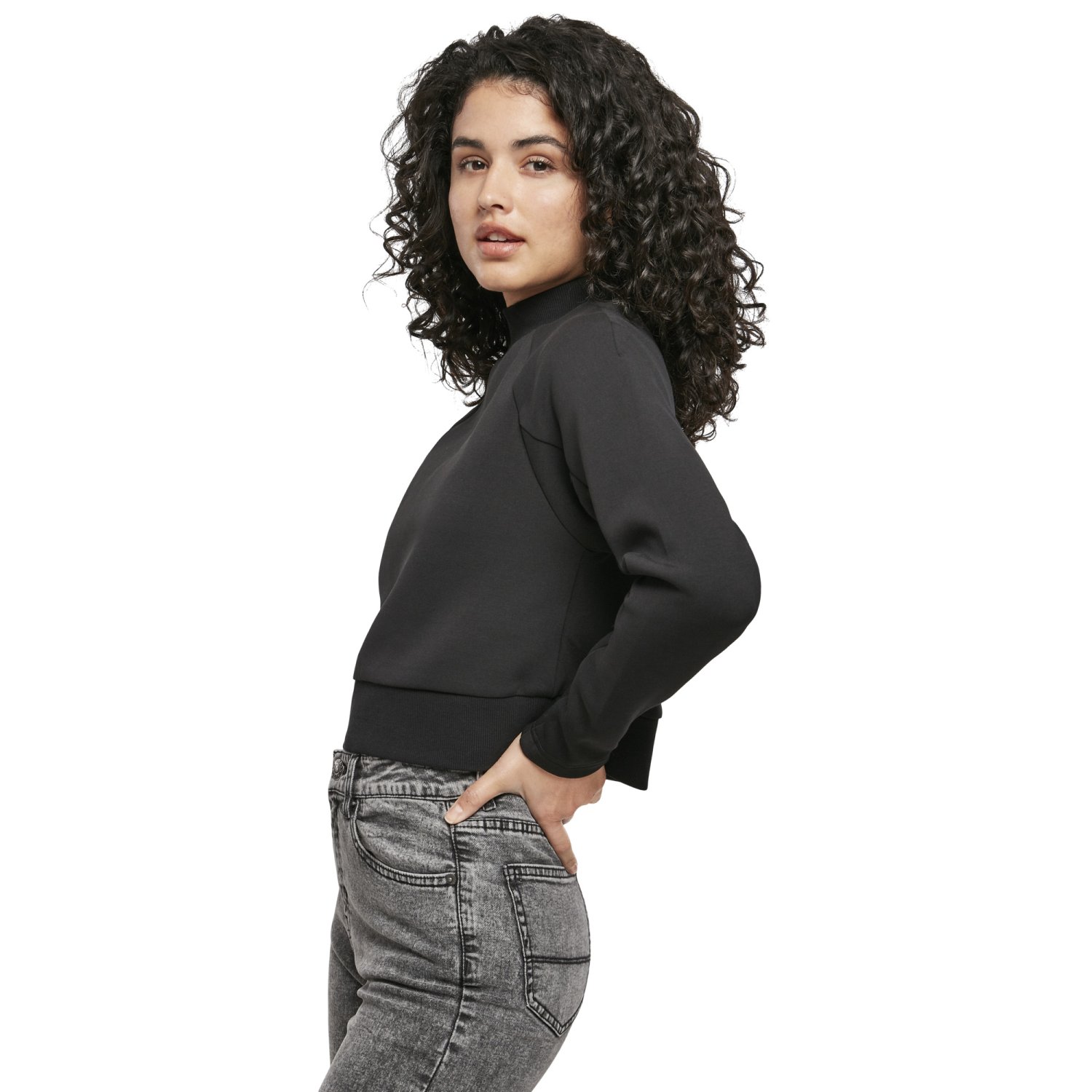 Urban Classics Ladies - Interlock Short Turtleneck Pullover