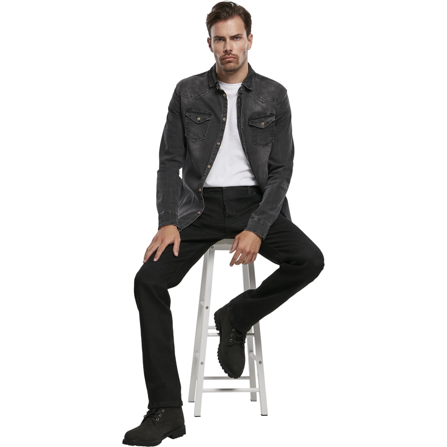 Brandit MASON Straight-Fit Stretch Denim Jeans noir