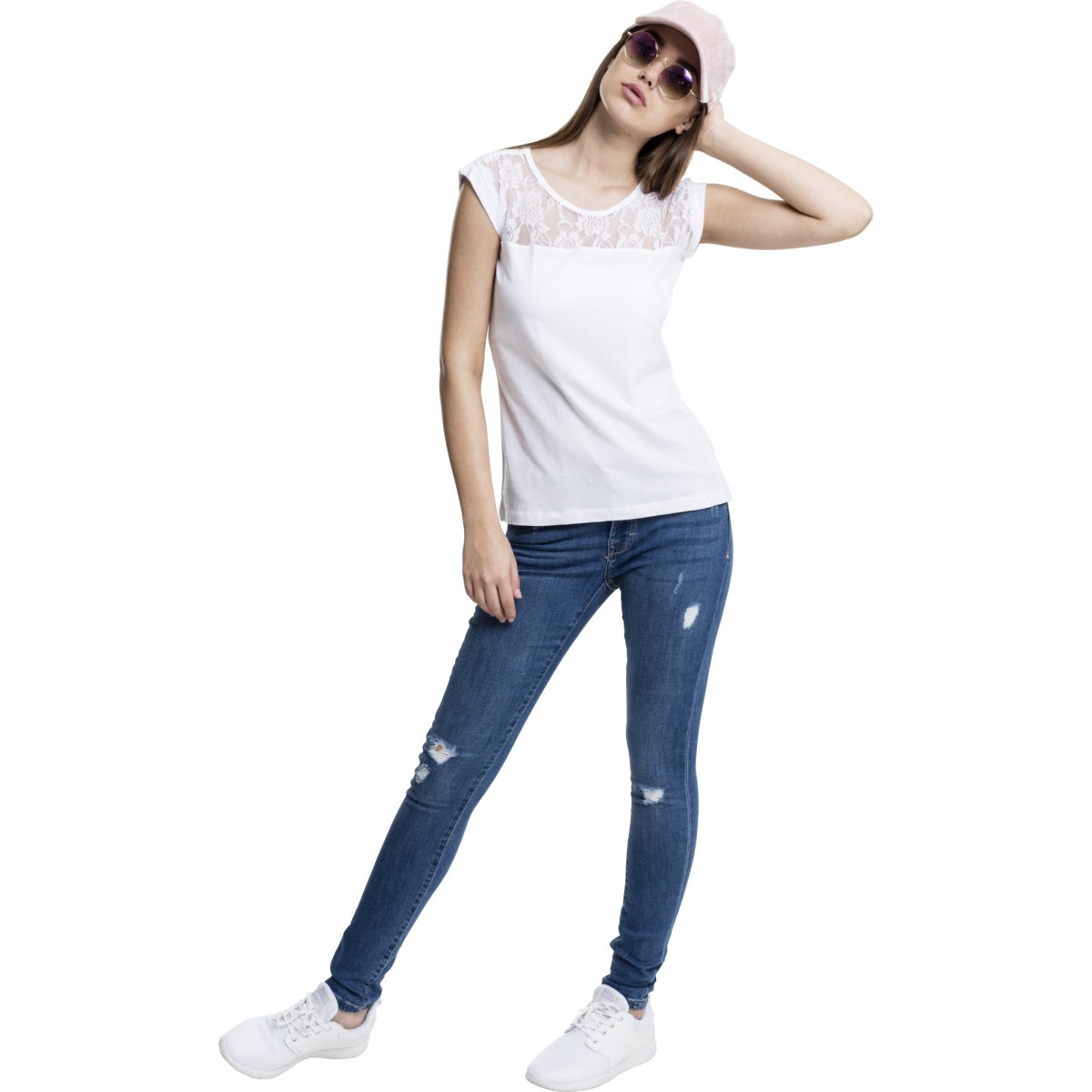 Urban Classics Femme - FLOWER LOOSE Shirt blanc