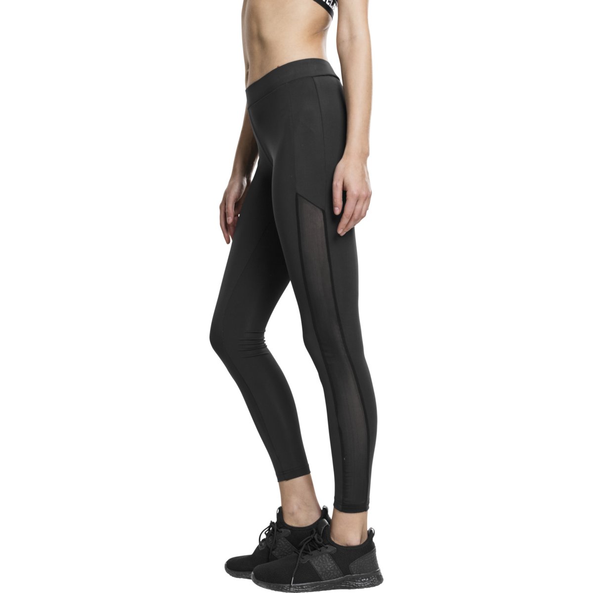 Urban Classics Ladies - TECH MESH Stripe Leggings schwarz