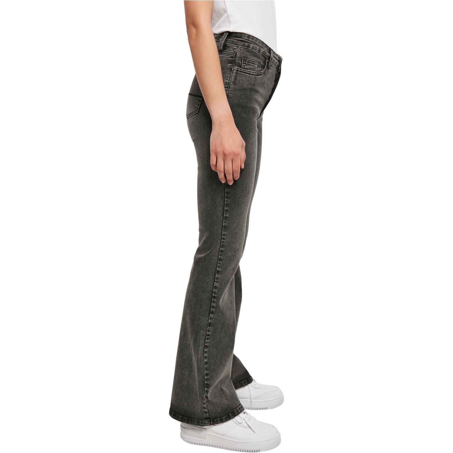 Urban Classics Ladies - High Waist Flared Denim Jeans noir