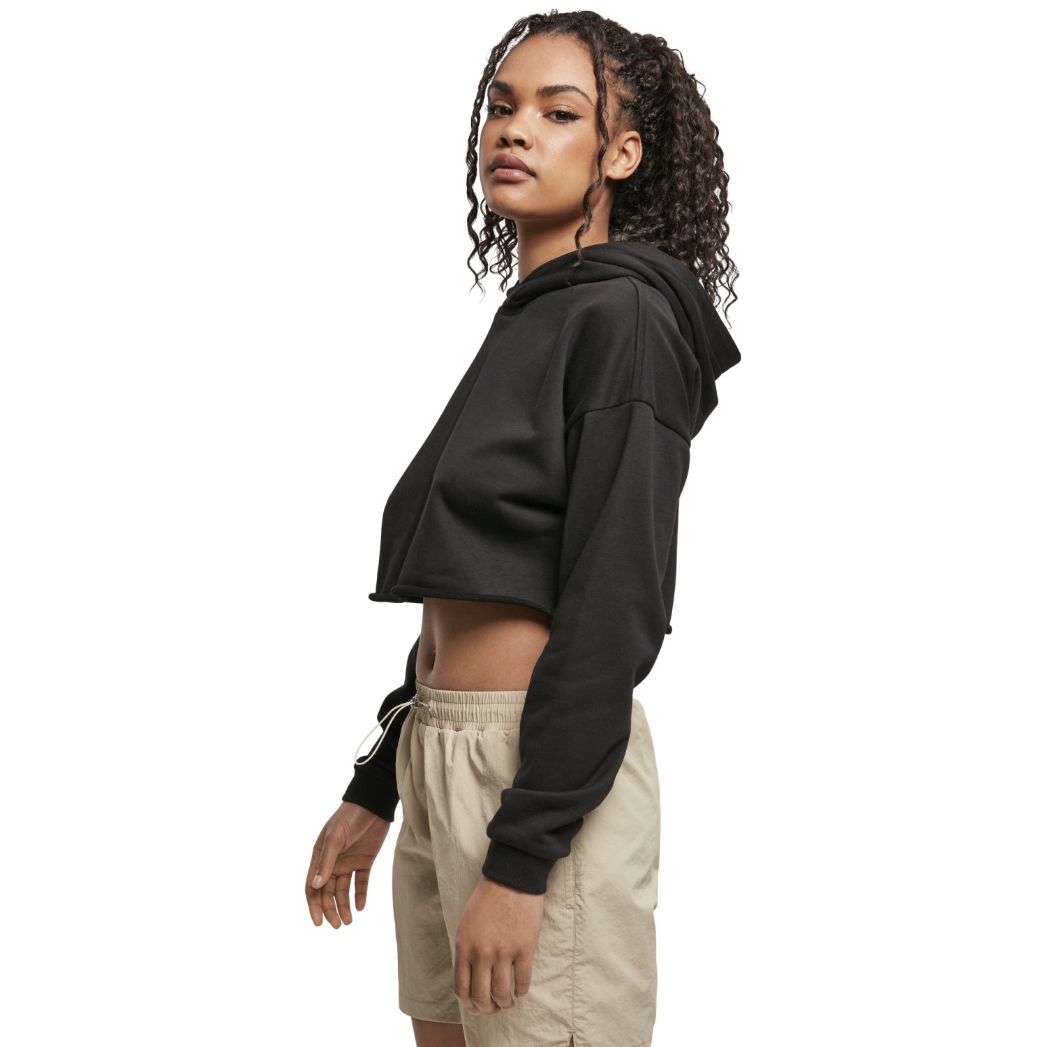 Urban Classics Ladies - Oversized Cropped Hoody noir