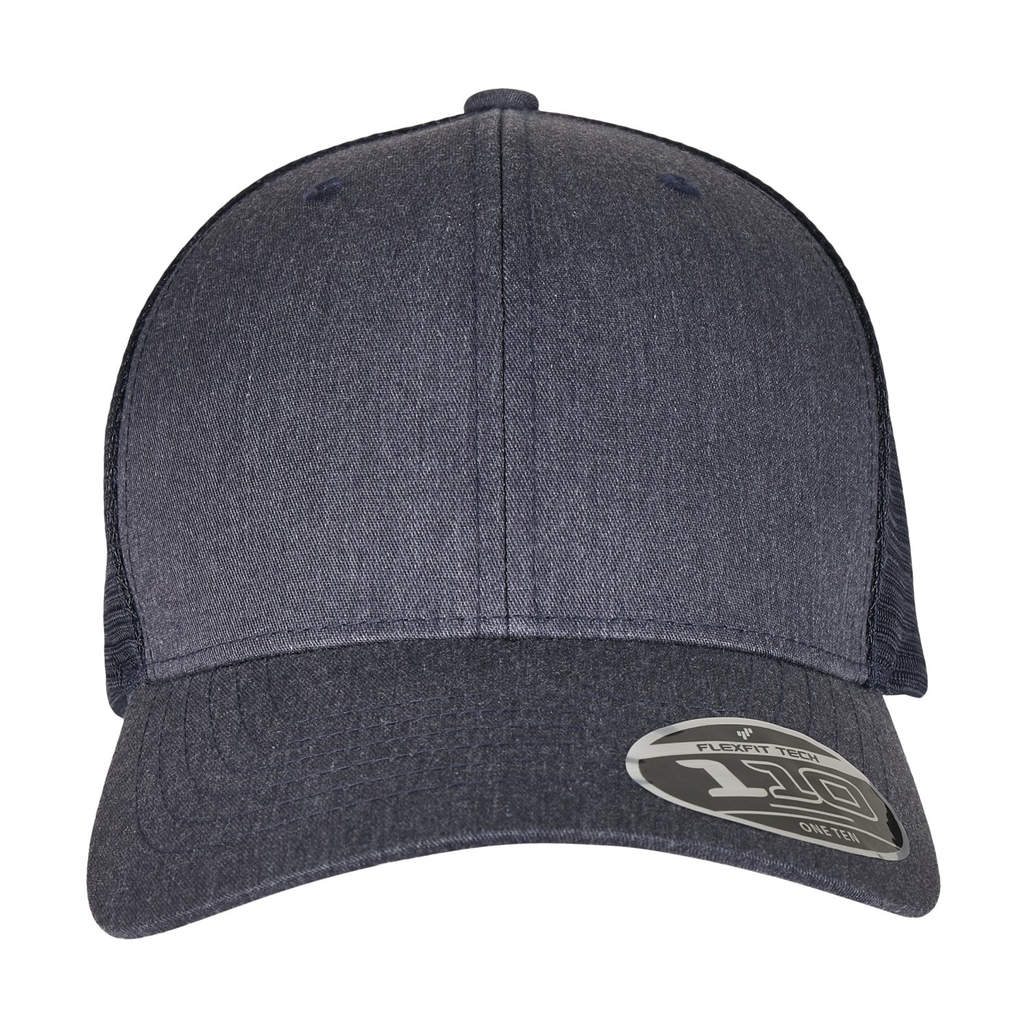 Flexfit 110 Melange Trucker Mesh Snapback Cap - heather navy