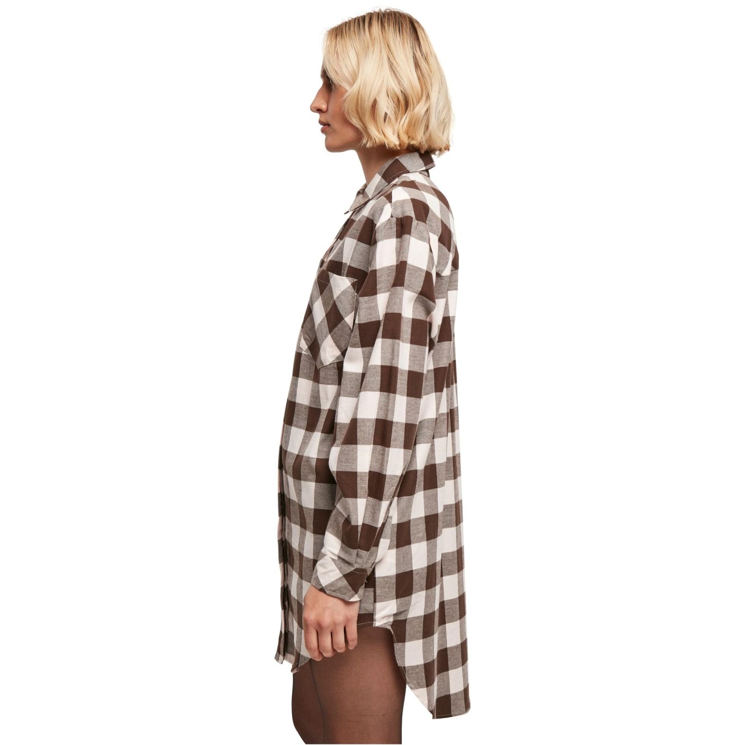 Urban Classics Ladies - Oversized Flannel Shirt Robe braun