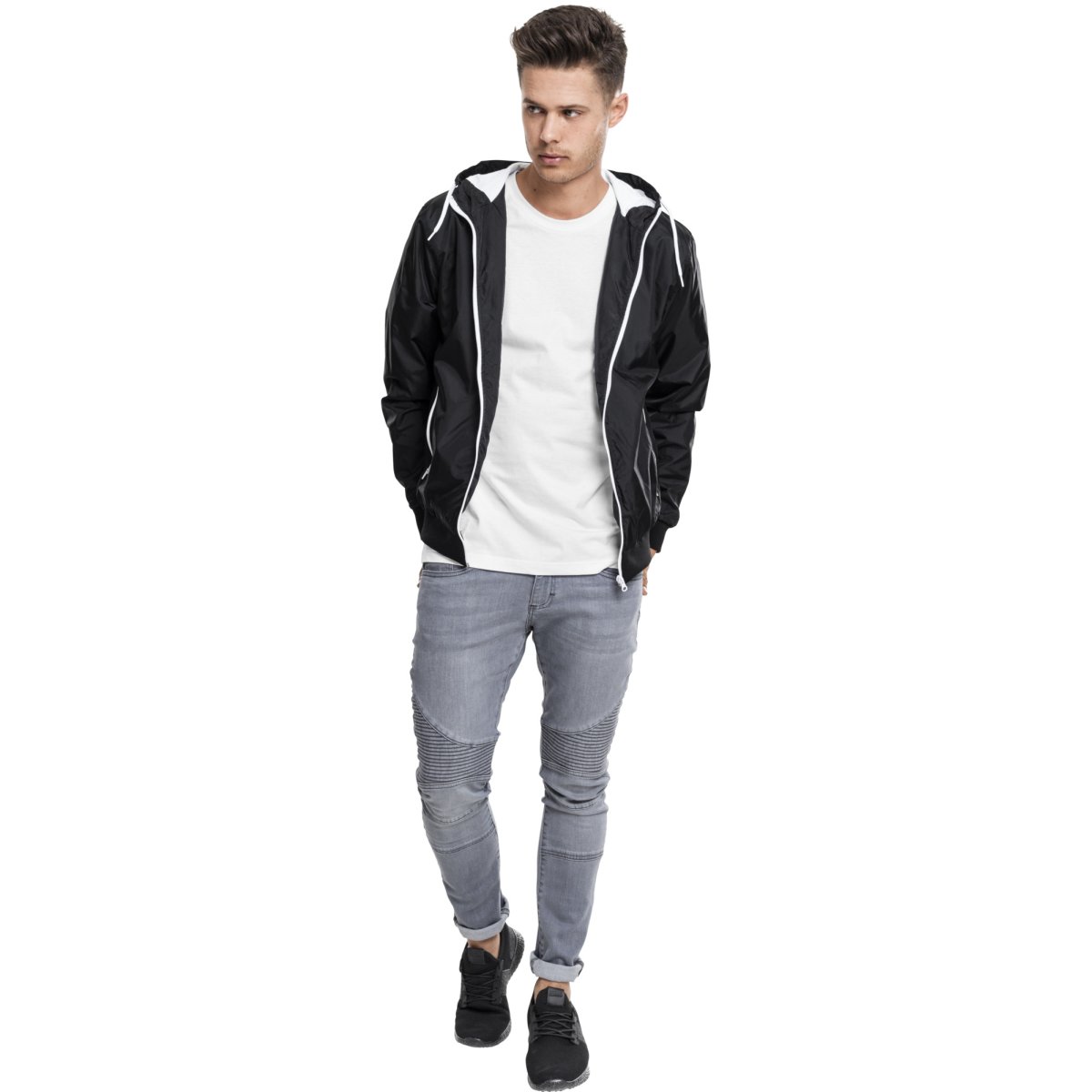Urban Classics - CONTRAST Coupe-Vent noir / blanc - L