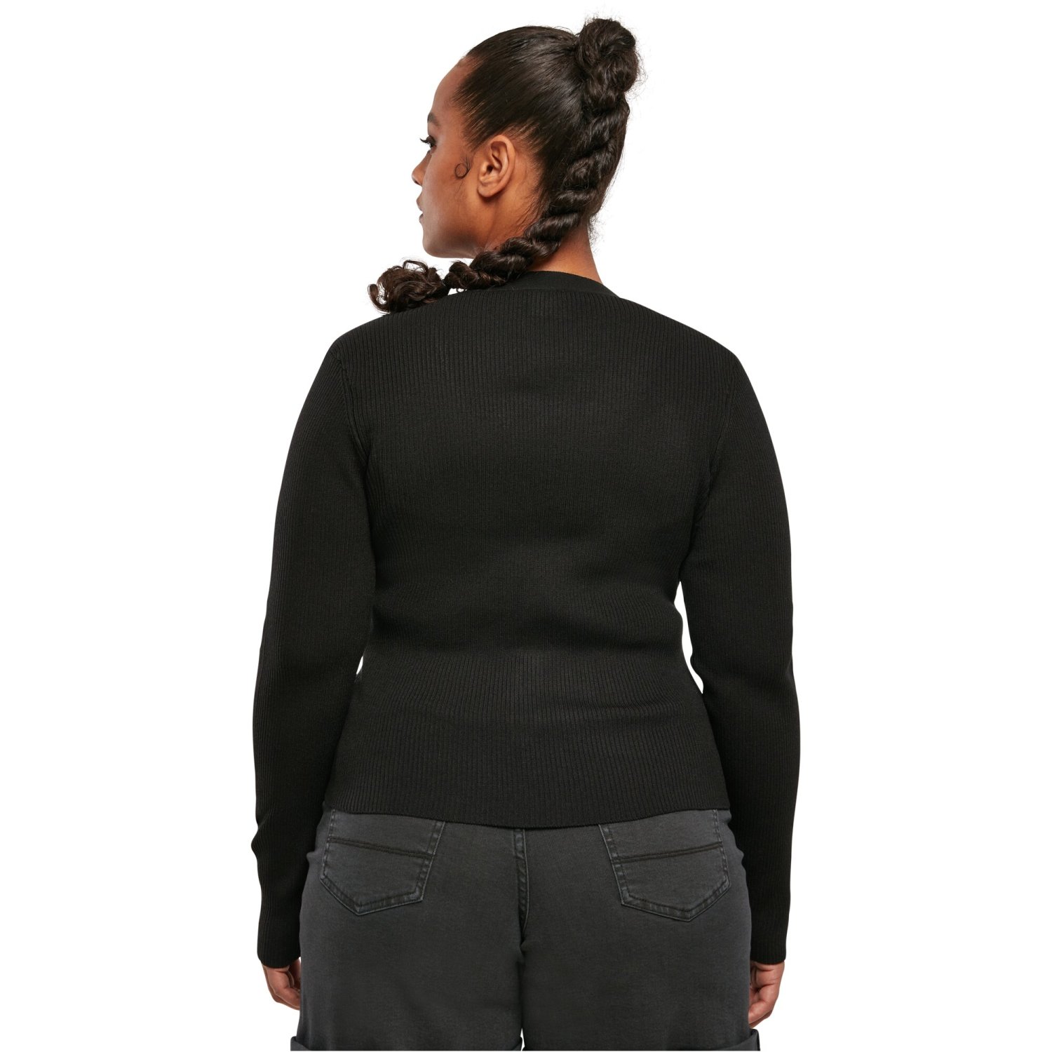 Urban Classics Ladies - Short Rib Knit Cardigan noir