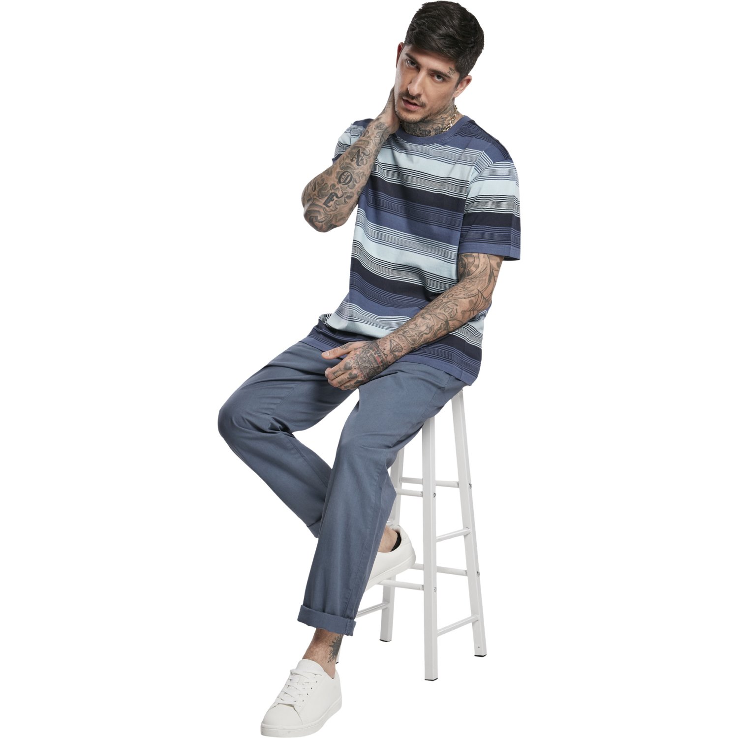 Urban Classics - Yarn Dyed Sunrise Stripe Shirt vintage blau