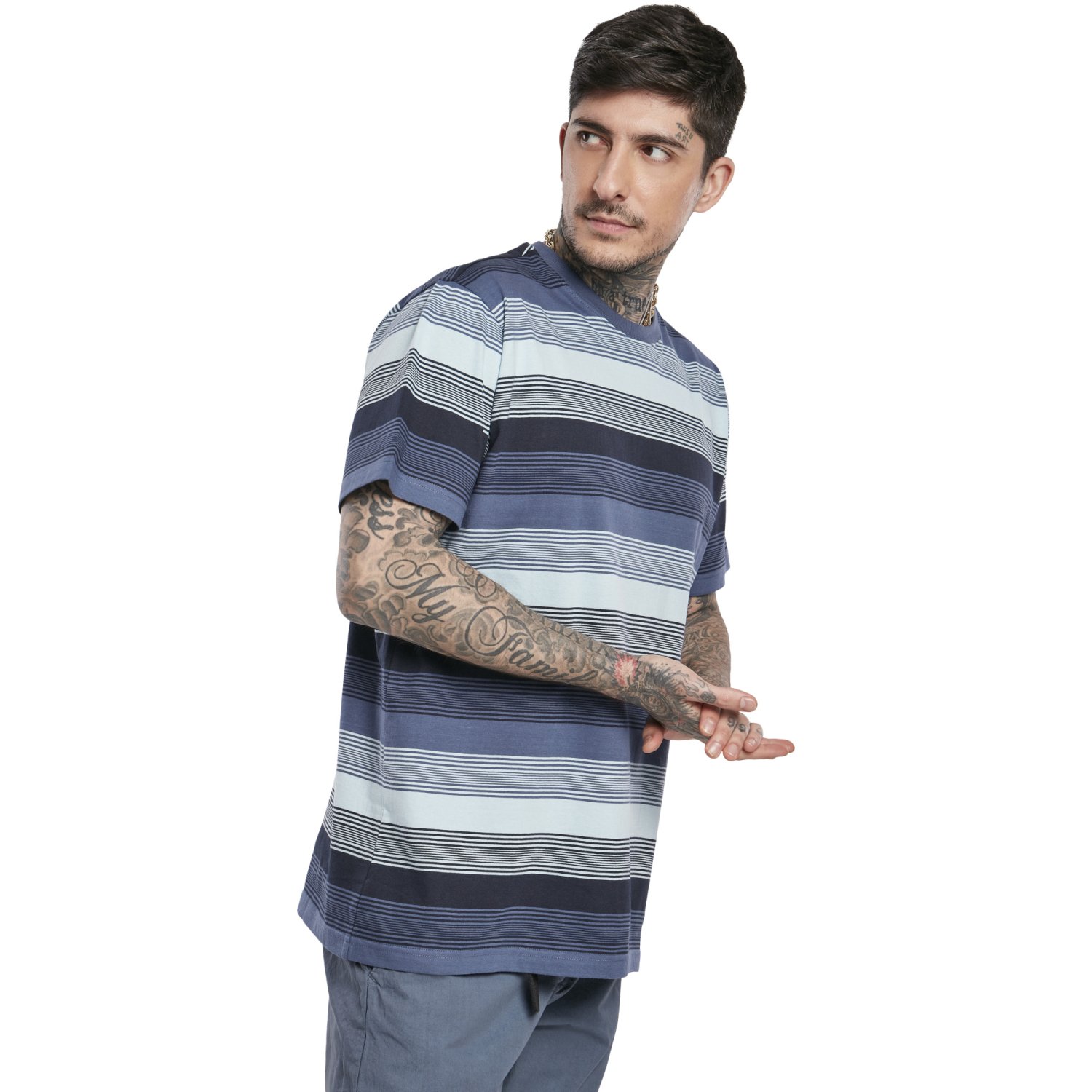 Urban Classics - Yarn Dyed Sunrise Stripe Shirt vintage blau