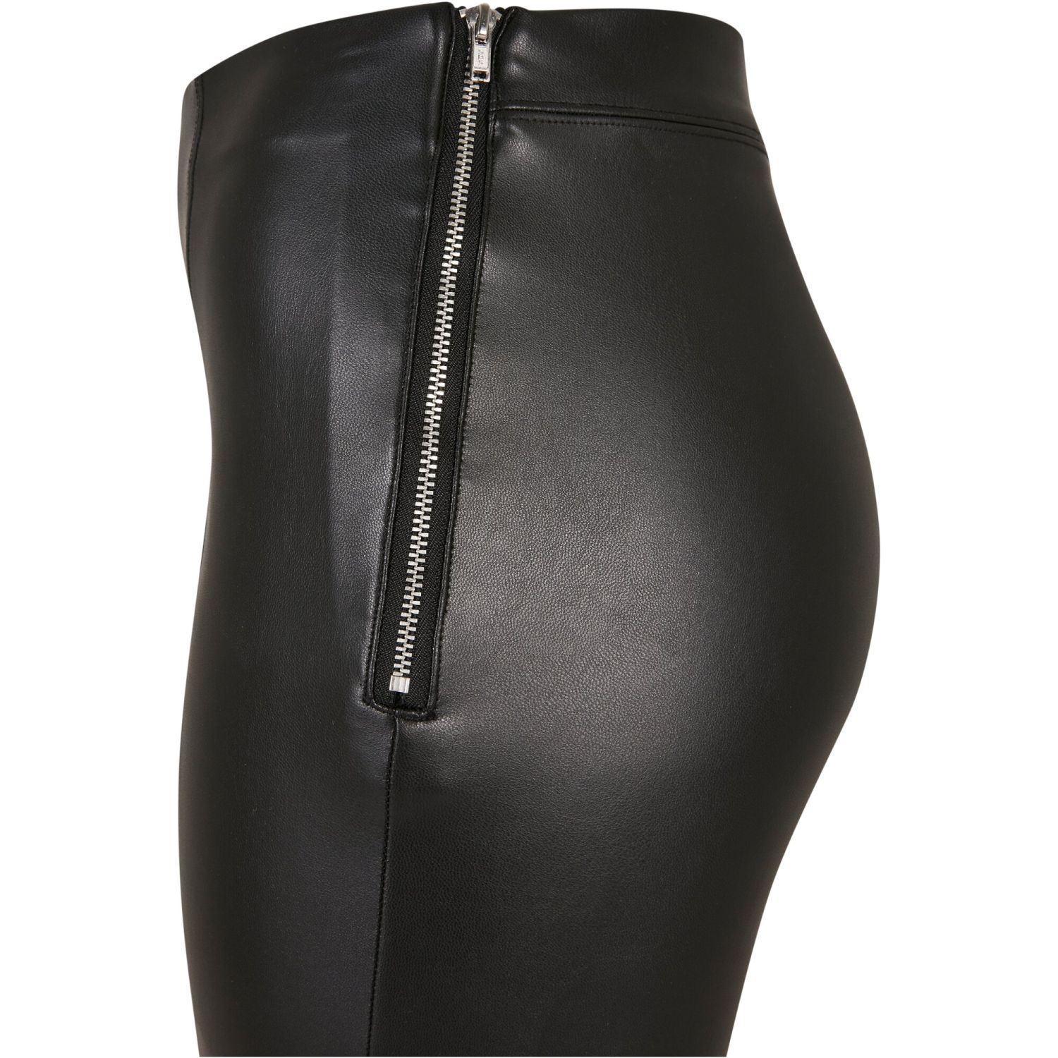 Urban Classics Ladies - Flared Kunstleder Hose schwarz