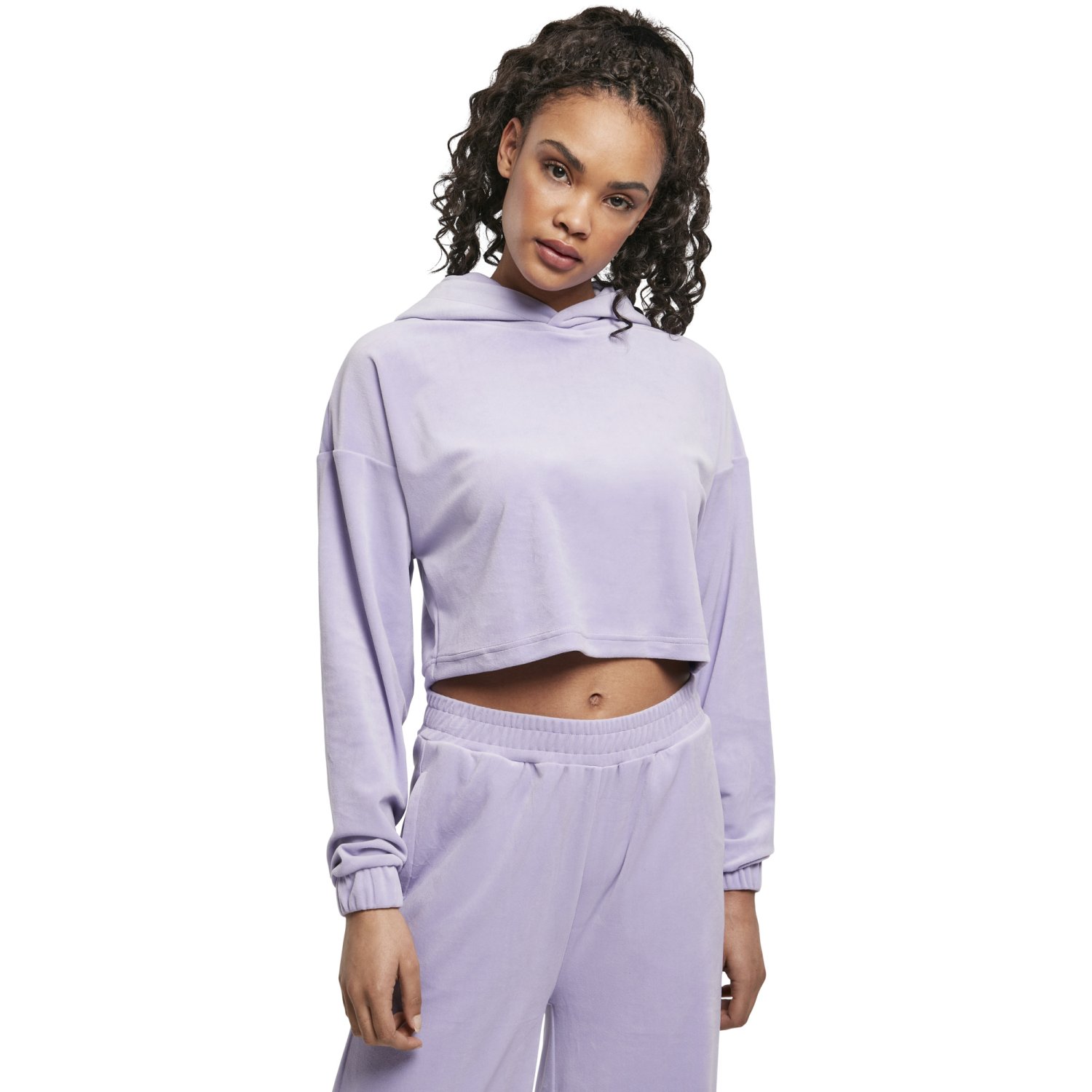 Urban Classics Ladies - VELVET Short Oversized Hoody lavende