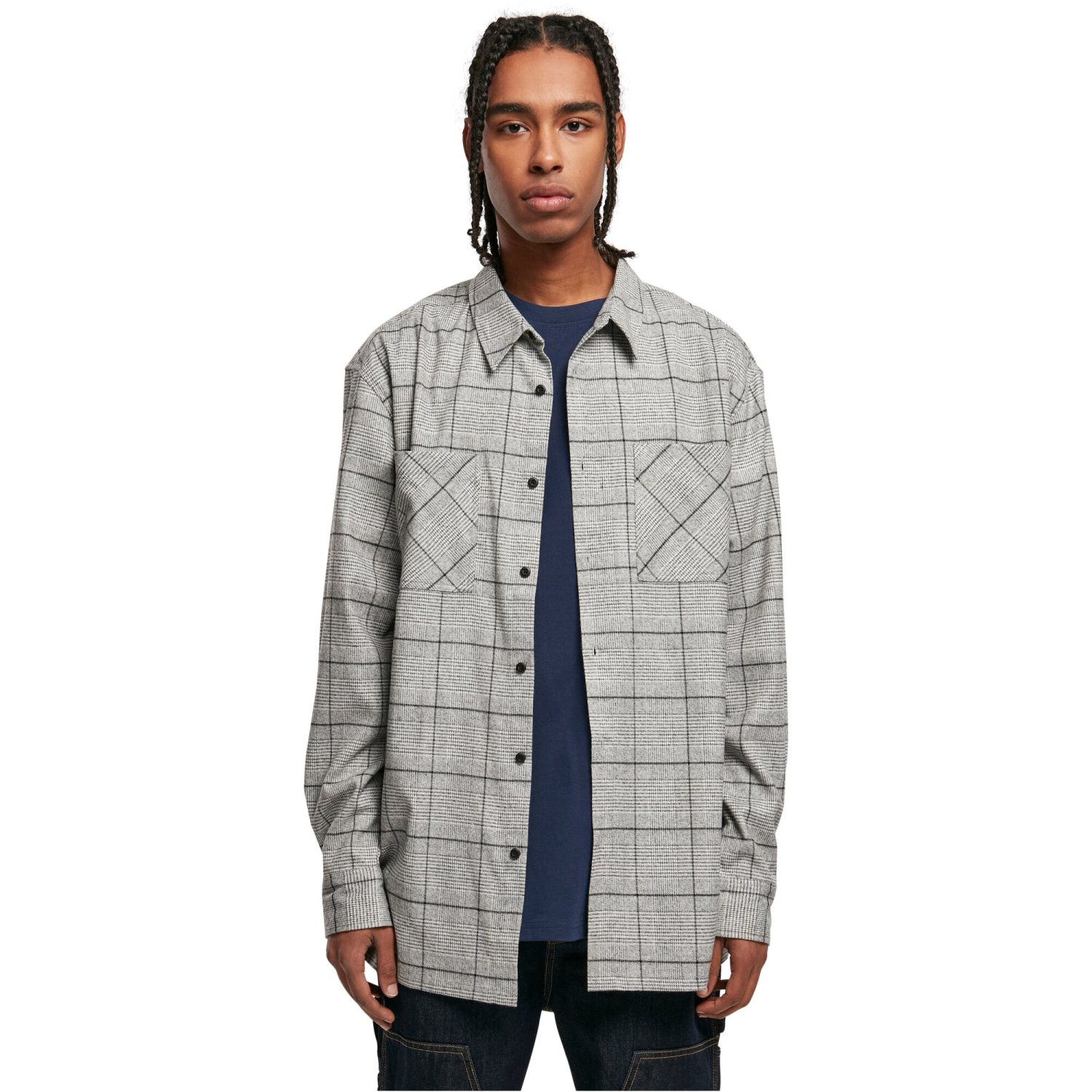 Urban Classics - Long Oversized Checked Greyish Hemd