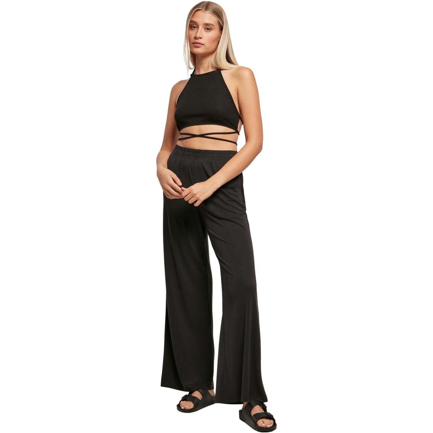 Urban Classics Ladies - Modal Wide Leg Pants black
