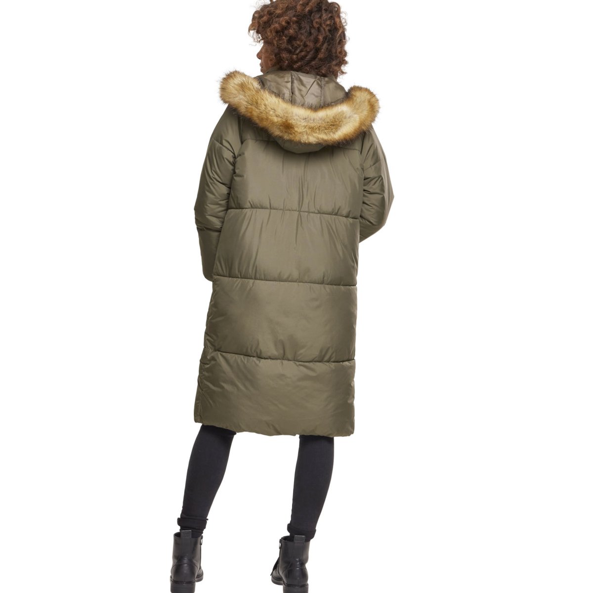 Urban Classics Ladies - Oversized Faux Fur Puffer Coat olive