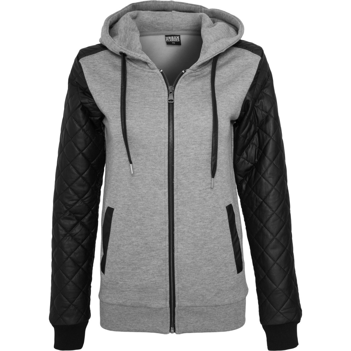 Urban Classics Ladies - DIAMANT Kunstleder Zip Hoody grau