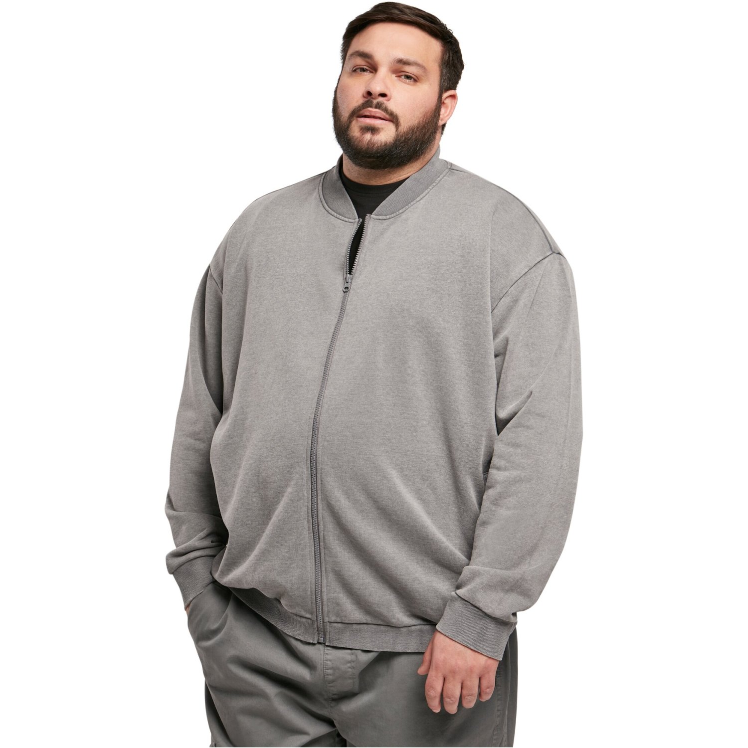 Urban Classics - Washed Sweat Bomber Verste charcoal