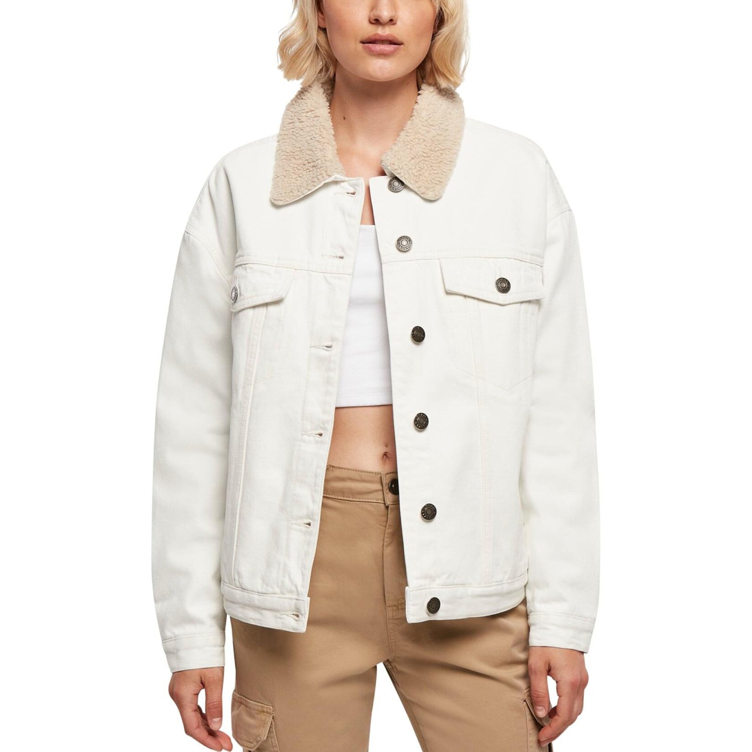Urban Classics Ladies - Oversized Sherpa Denim Veste