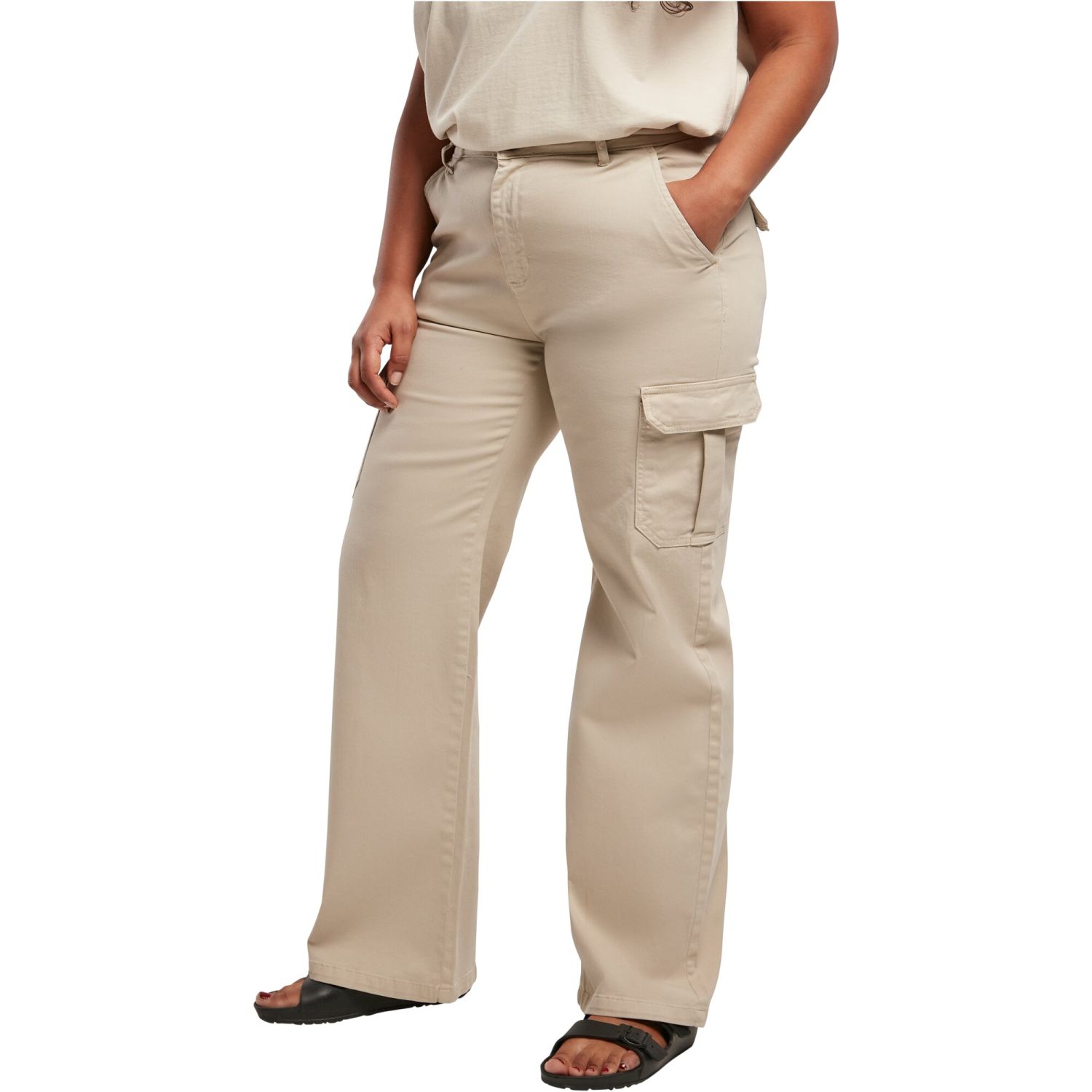 Urban Classics Ladies - High Waist Straight Cargo Pantalon