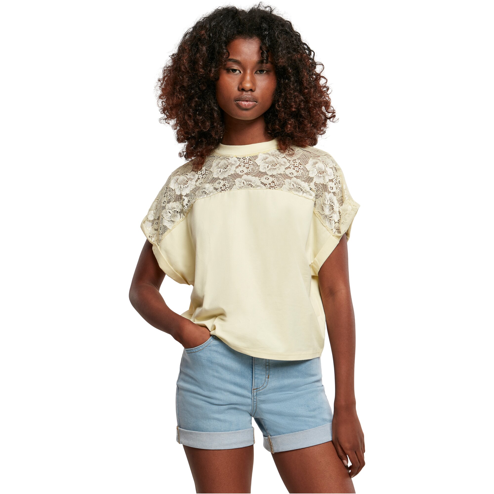 Urban Classics Ladies - Short Oversized Lace Top