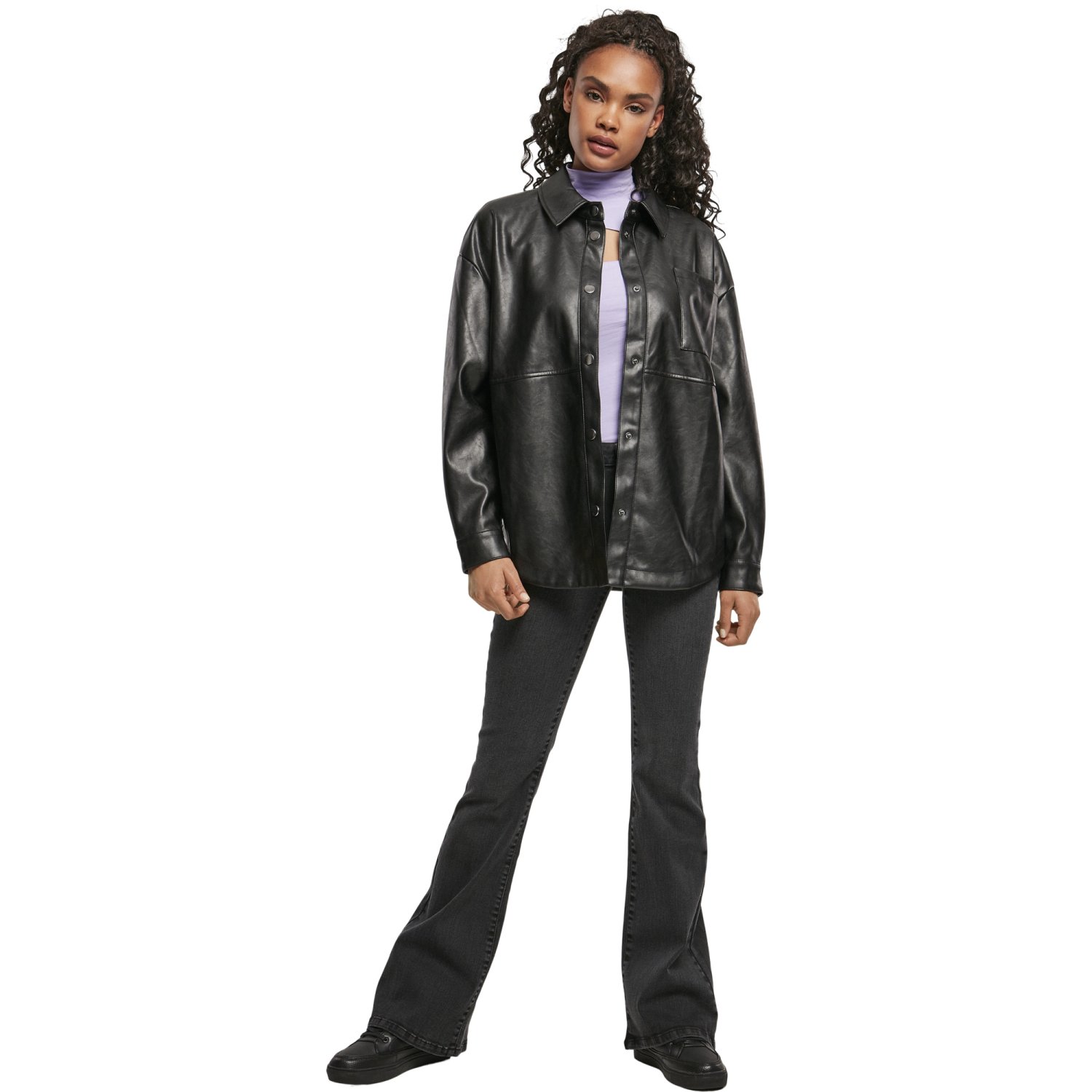 Urban Classics Femme - Veste surchemise en similicuir