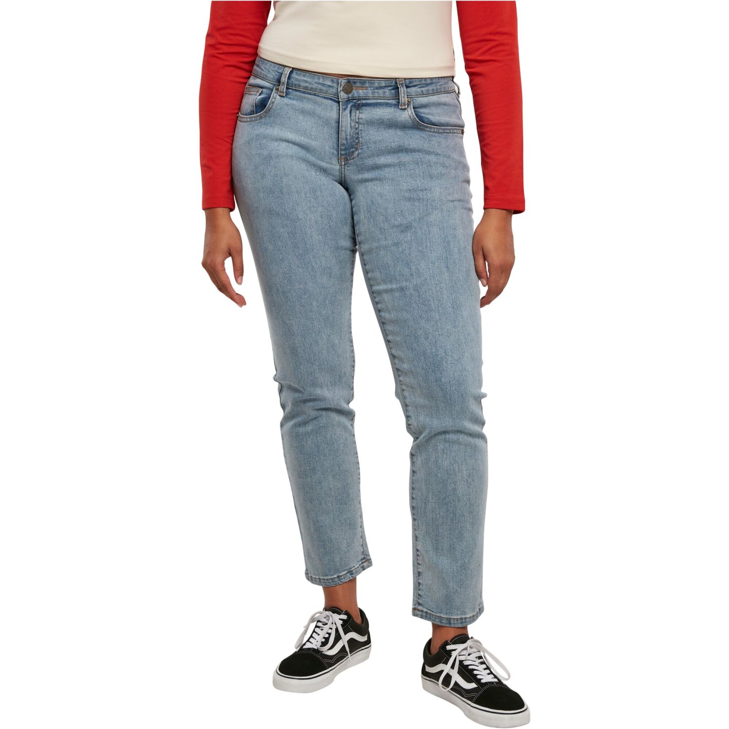 Urban Classics Ladies - Low Waist Straight Denim Jeans