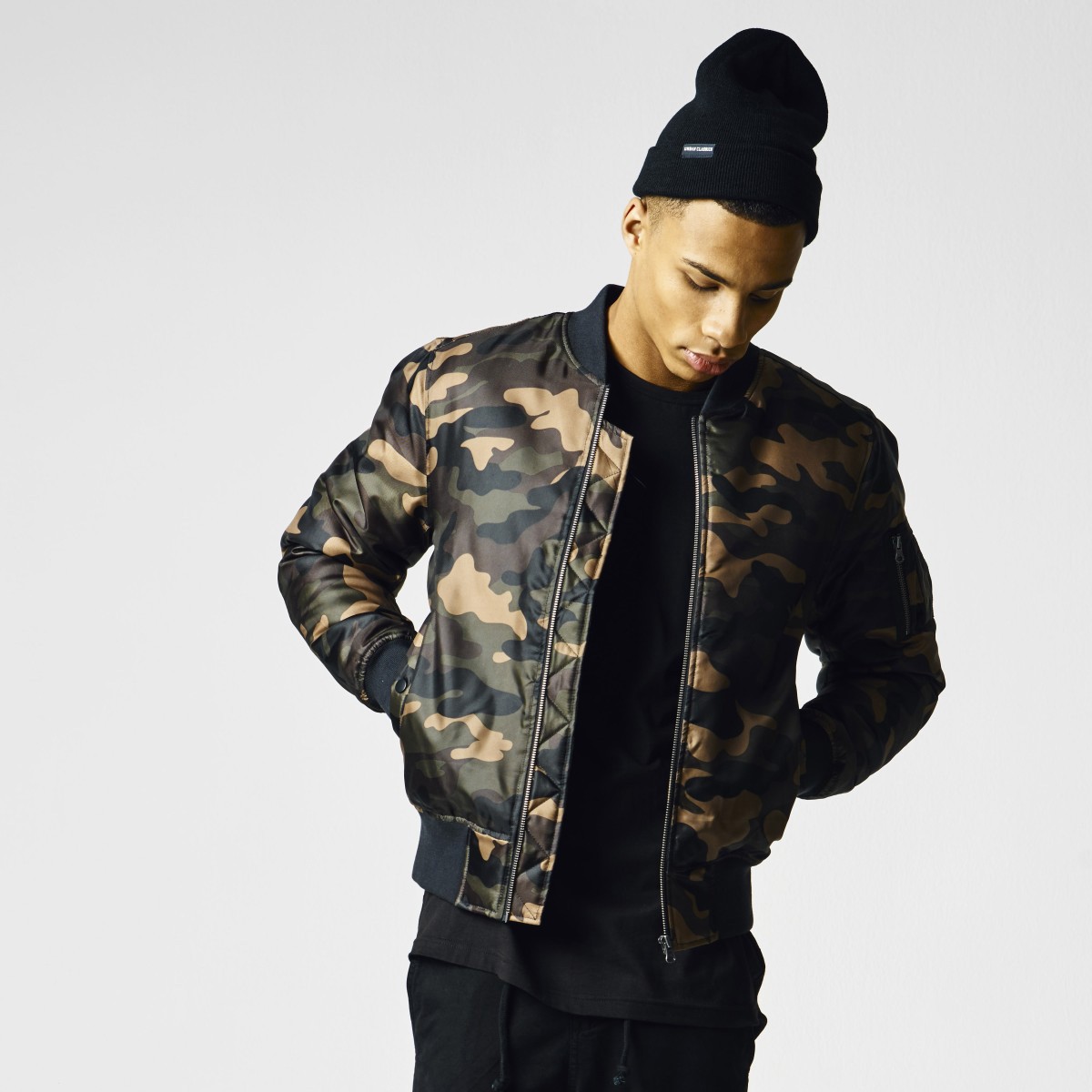 Urban Classics - SHINY CAMO BOMBER Pilot Aviation Jacket