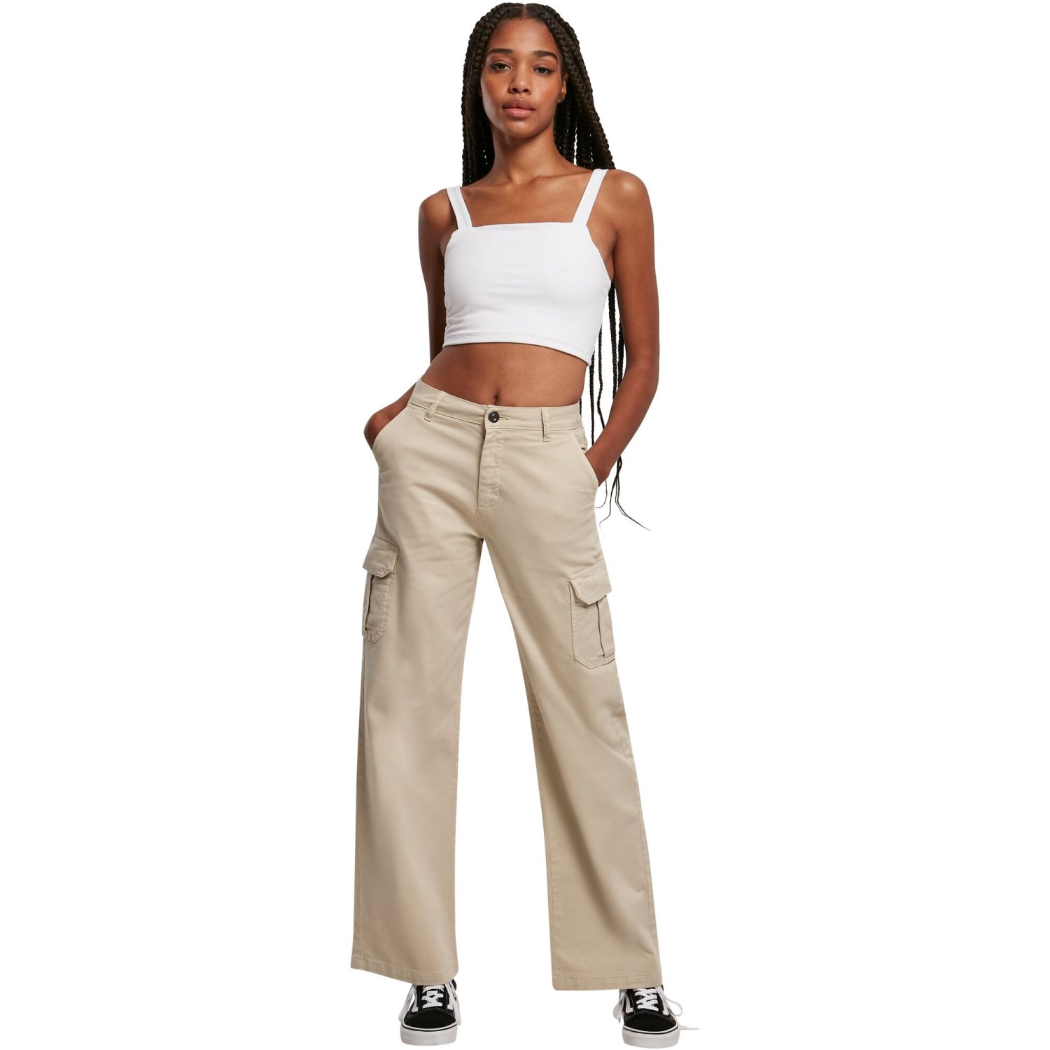 Urban Classics Ladies - High Waist Straight Cargo Pantalon