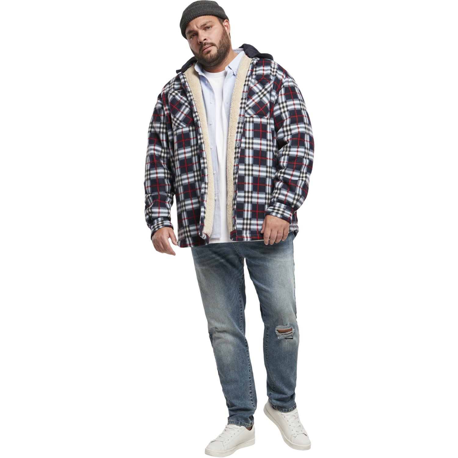Urban Classics - Hooded Polar Fleece Overshirt navy