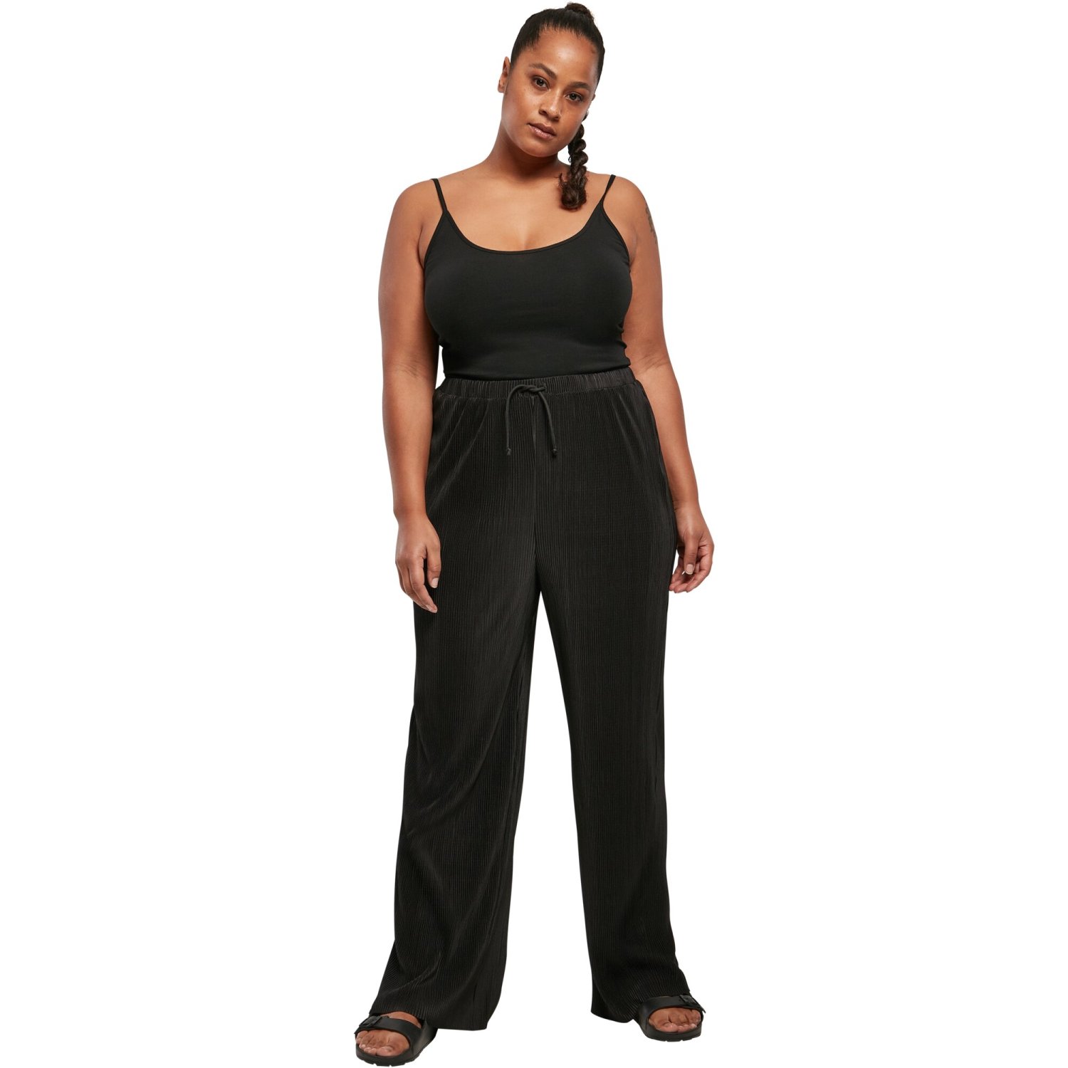 Urban Classics Ladies - Plisse Pantalon noir