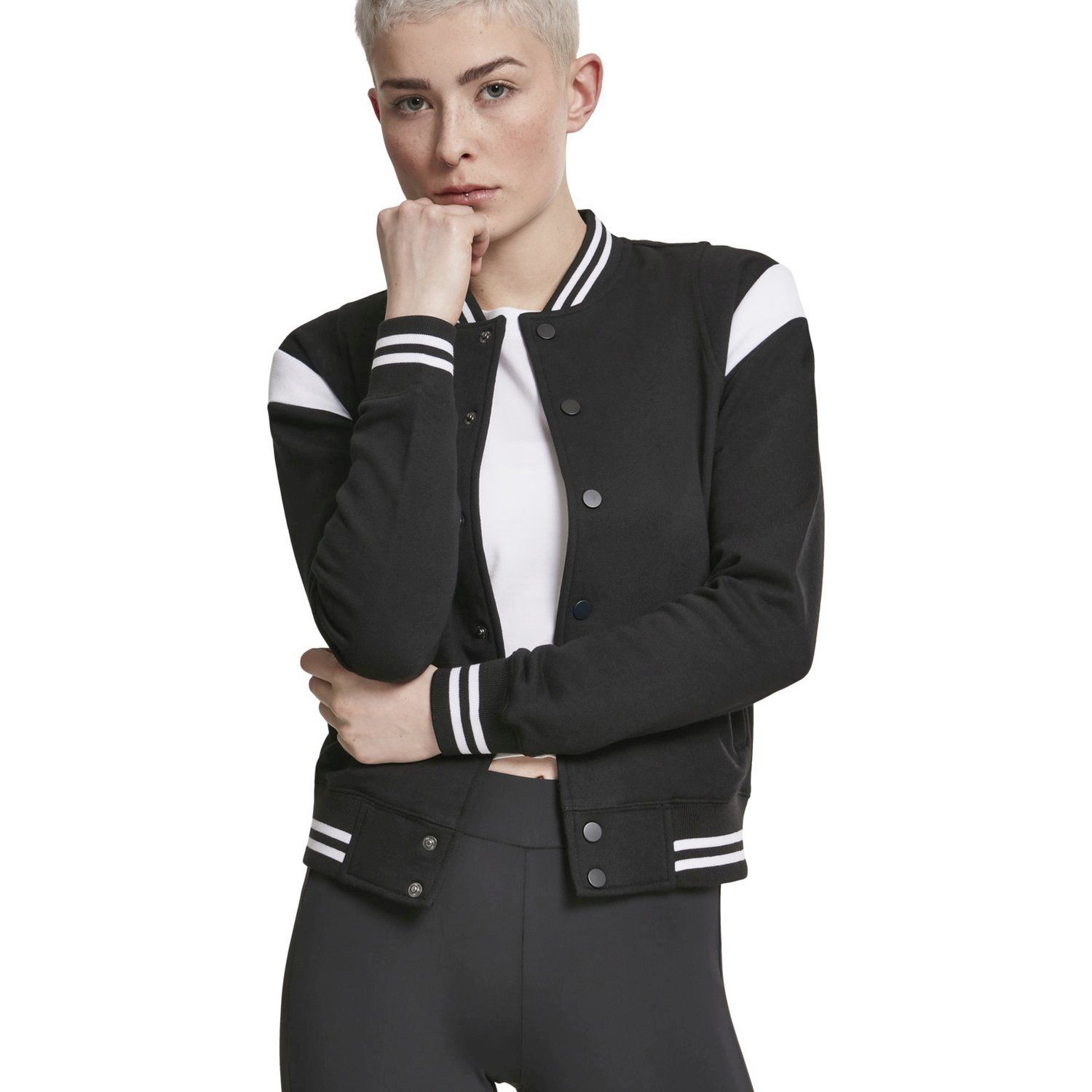 Urban Classics Ladies - INSET College Sweat Jacket black