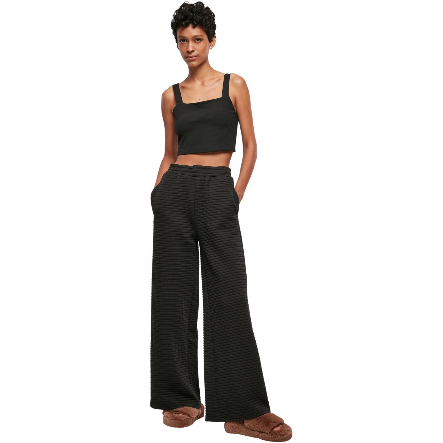 Urban Classics Ladies - Quilted Wide Leg Sweatpants