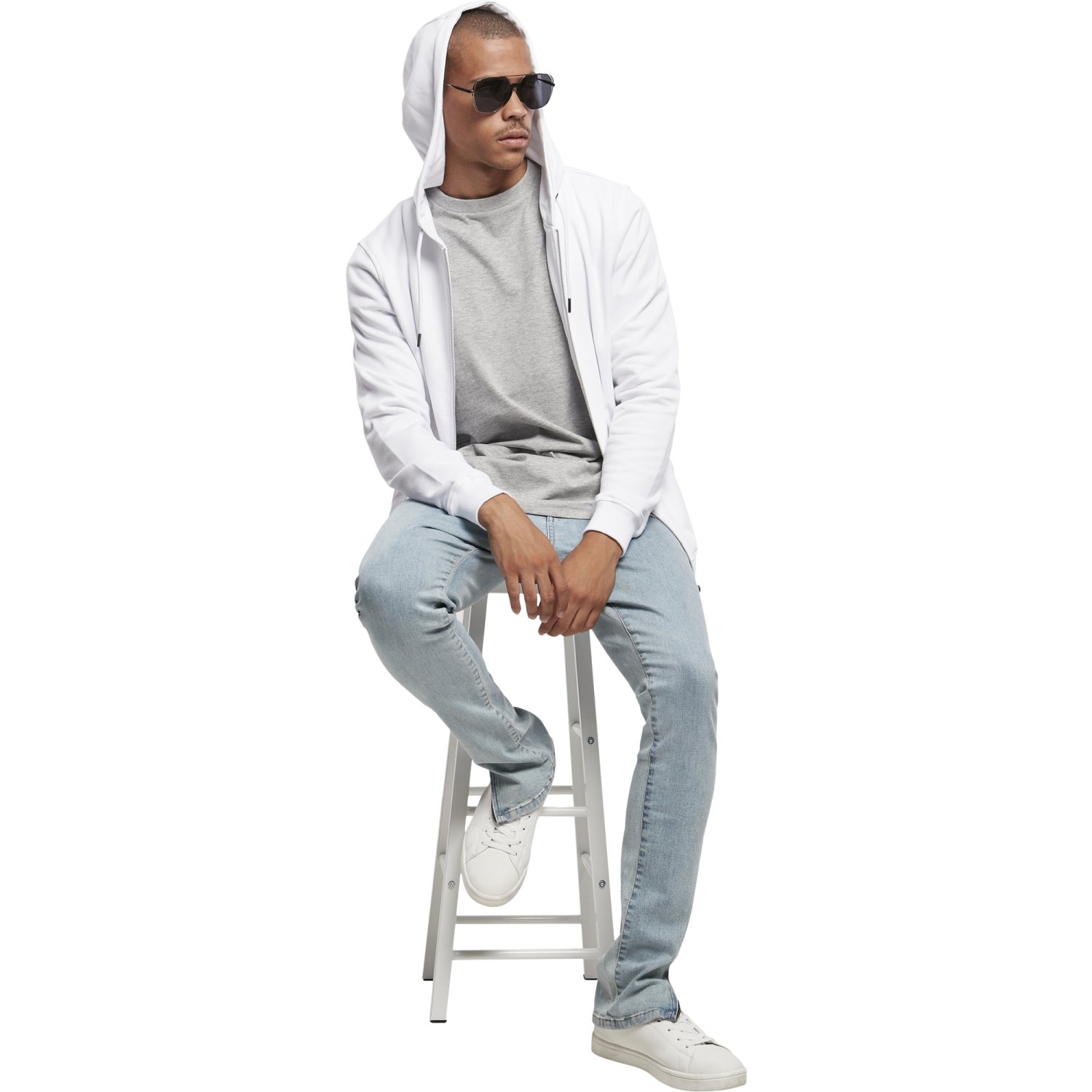 Urban Classics - Basic Terry Zip Hoody white