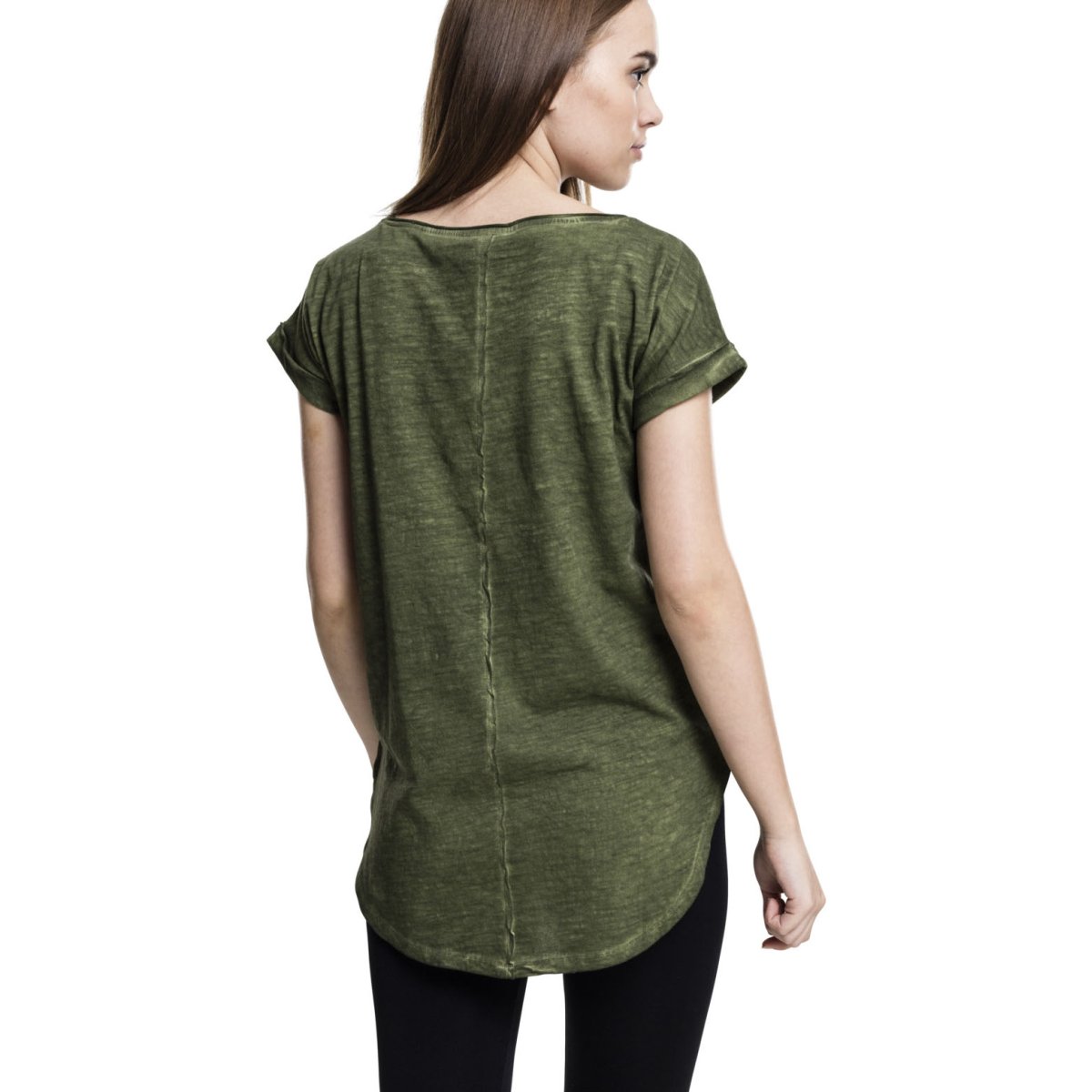 Urban Classics Ladies - Long Shaped Spray Dye HiLo Shirt Top