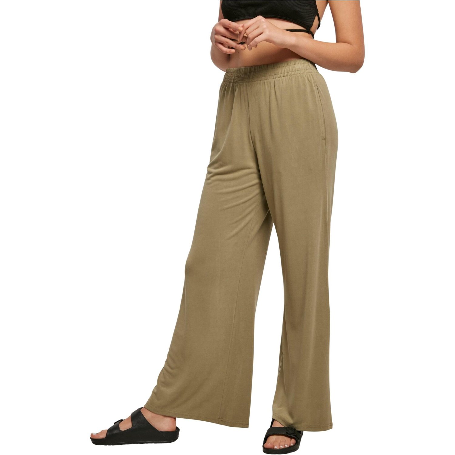 Urban Classics Ladies - Modal Wide Leg Pantalon khaki