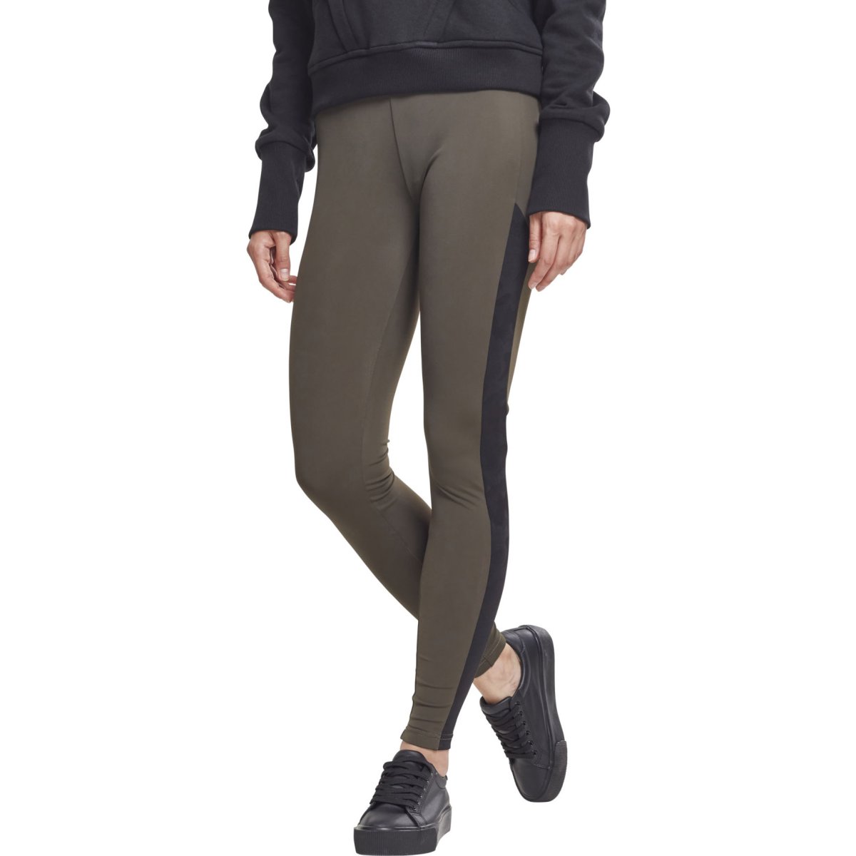 Urban Classics Ladies - Jacquard Camo Striped Leggings olive