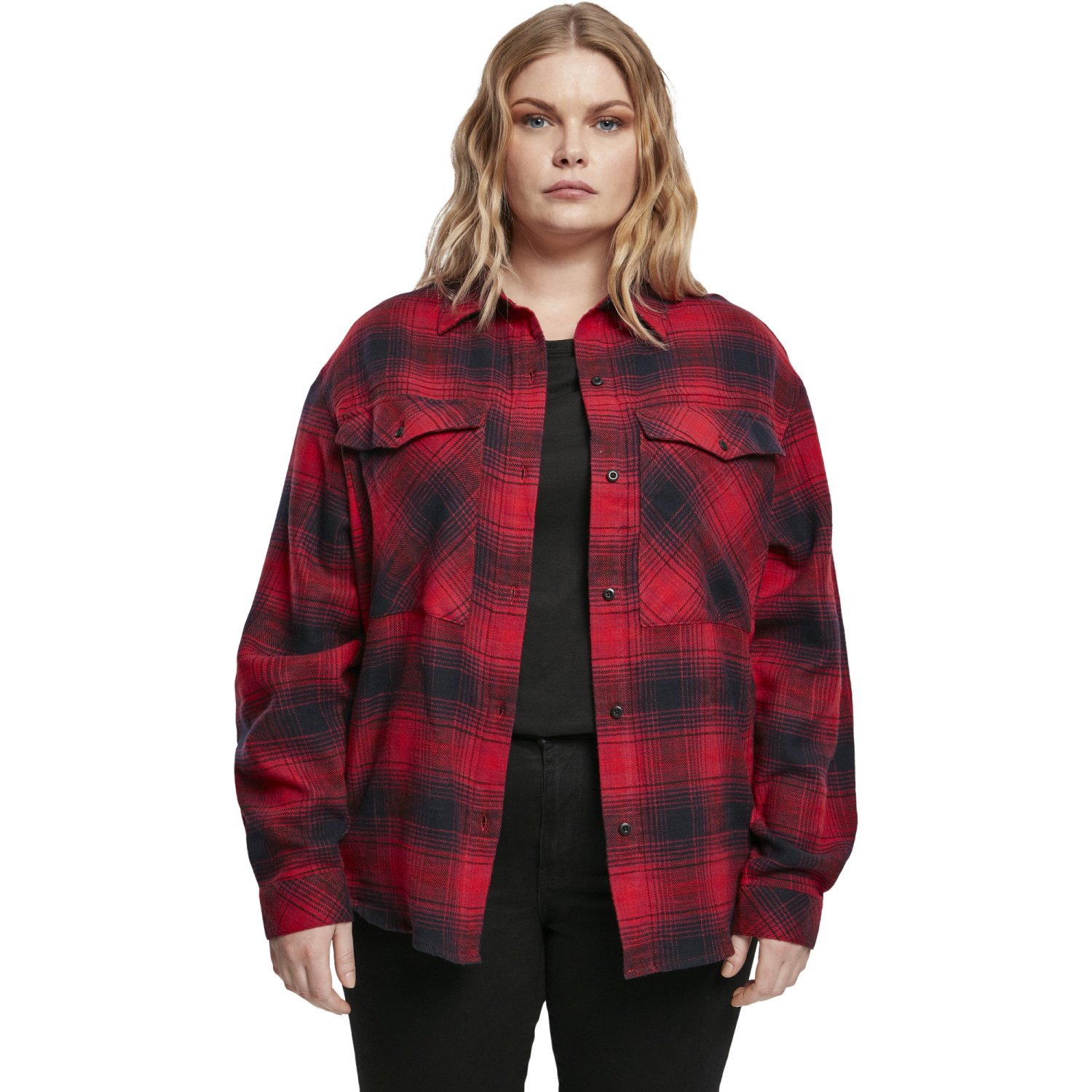 Urban Classics Femme - Check FLANELL Chemise rouge
