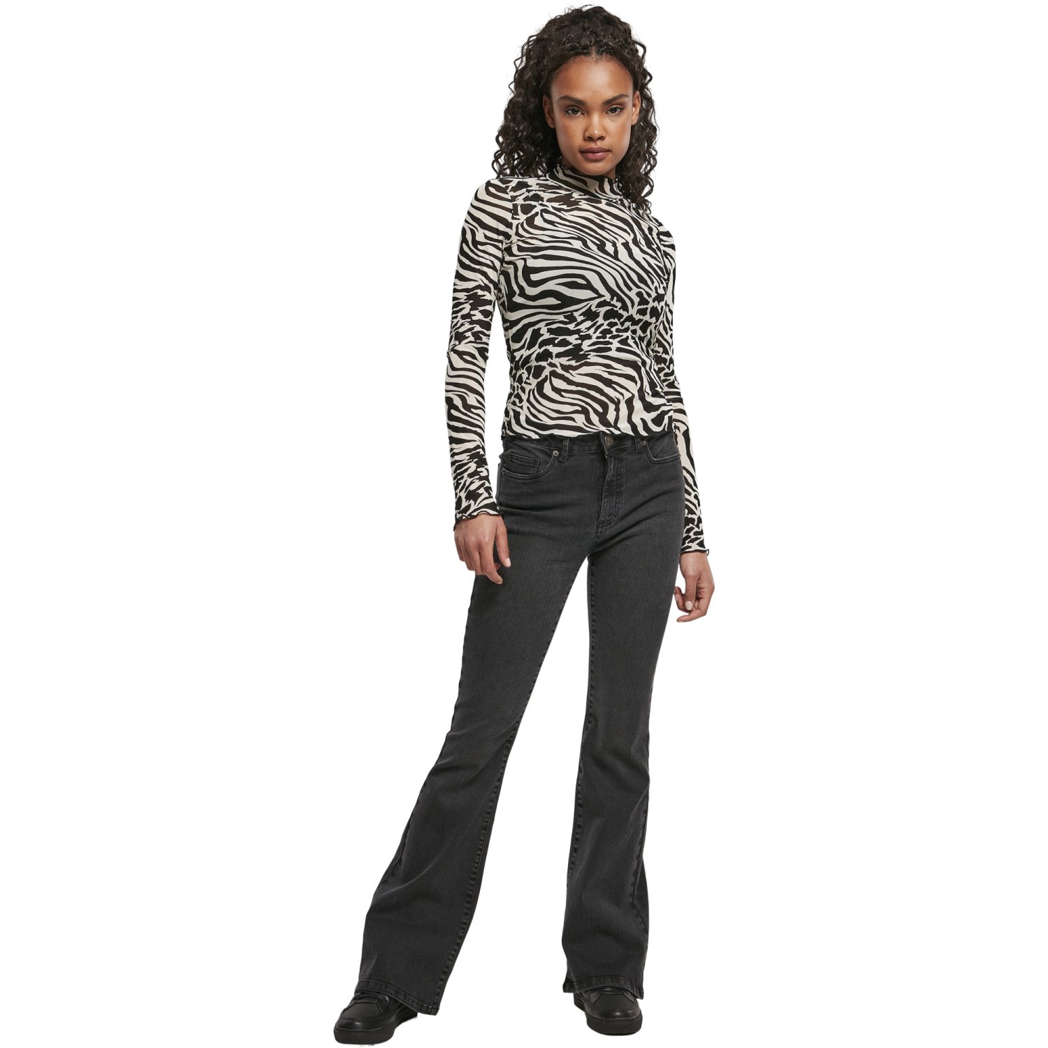 Urban Classics Ladies - Mesh Turtleneck Longsleeve blanc