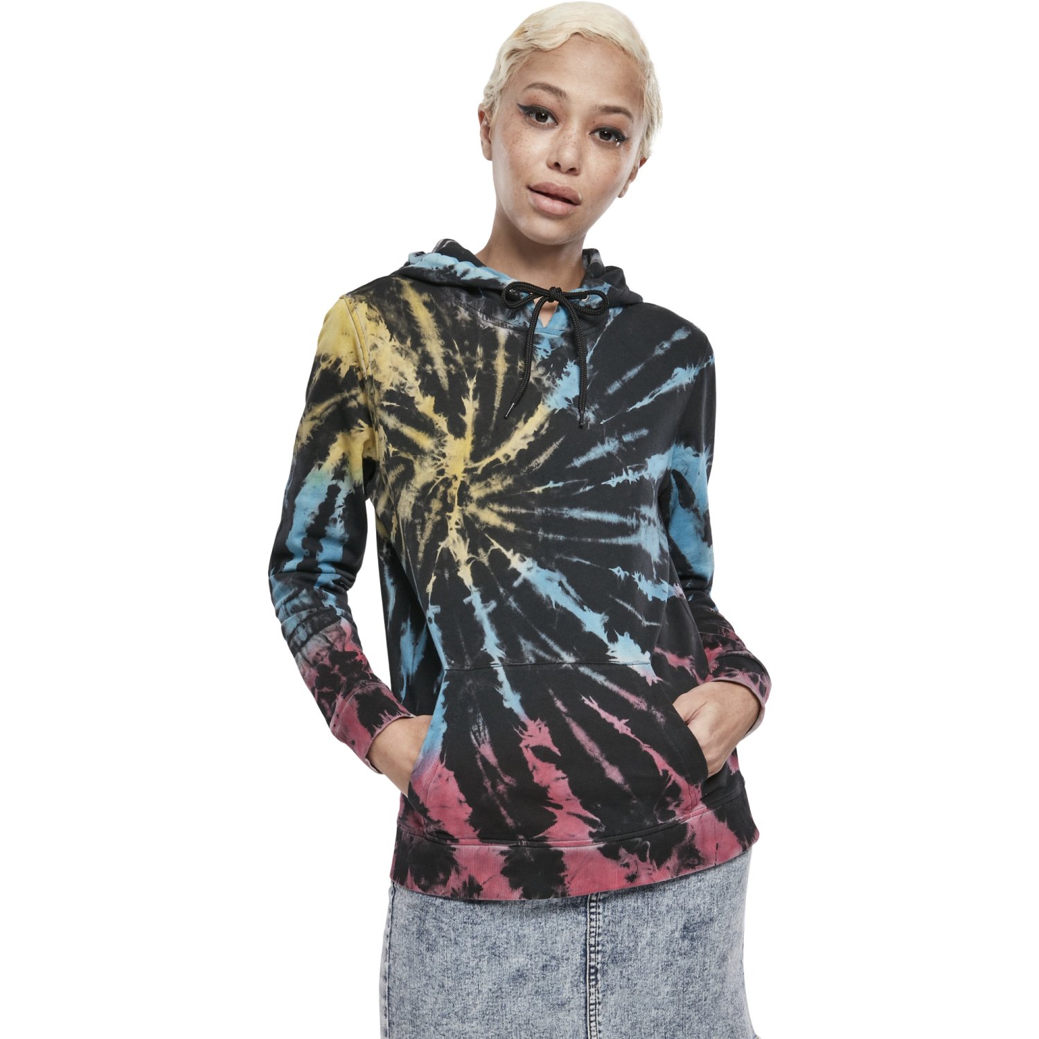 Urban Classics Ladies - Tie Dye Hoody noir